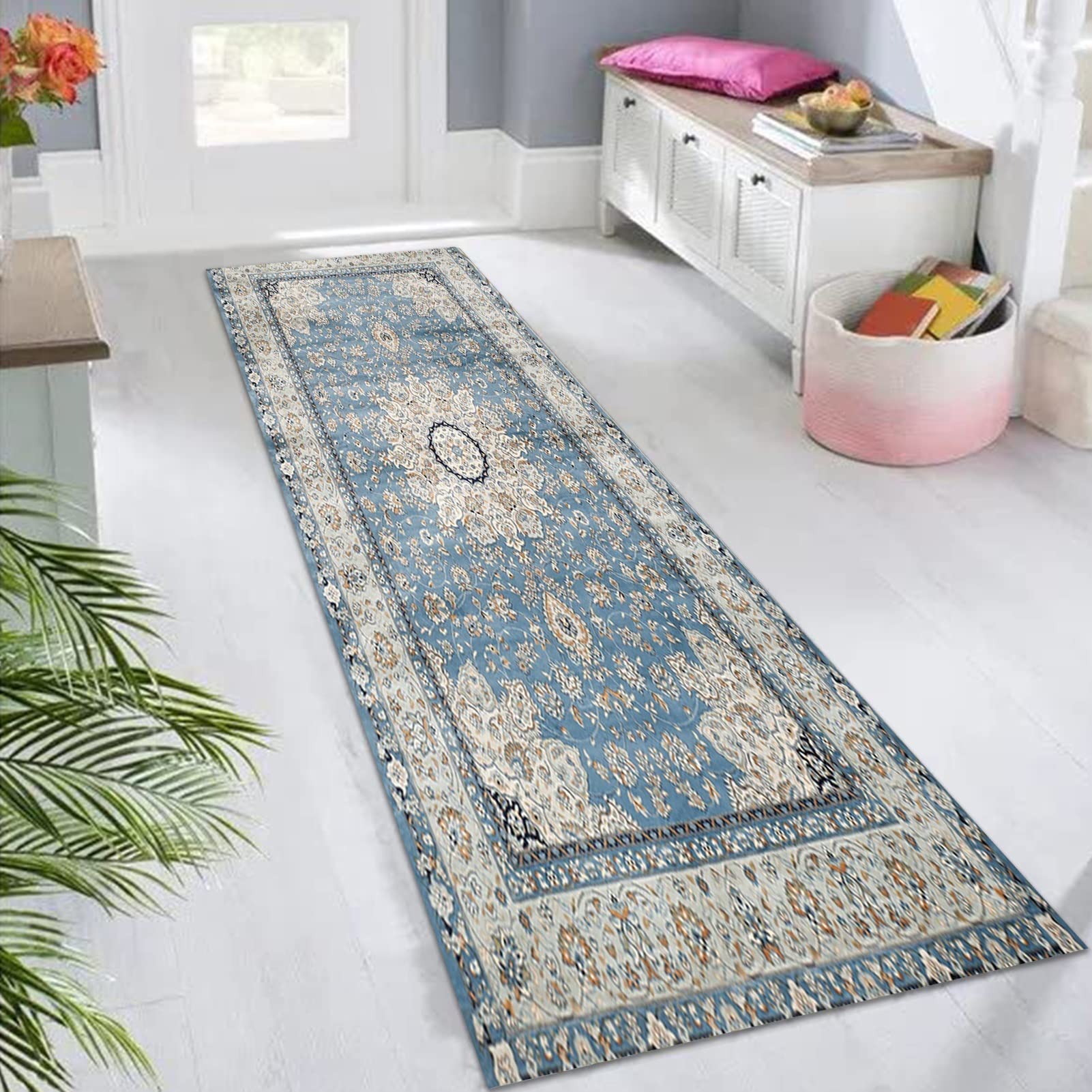 Tapijtlopers voor hal, modern Zeer lange loper Vloerkleed Gang Entree Antislip vloermat 1m/1,5m/2m/2,5m/3m/3,5m/4m/4,5m/5m/6m Smal tapijt - grijs/blauw (Size : 70×450cm