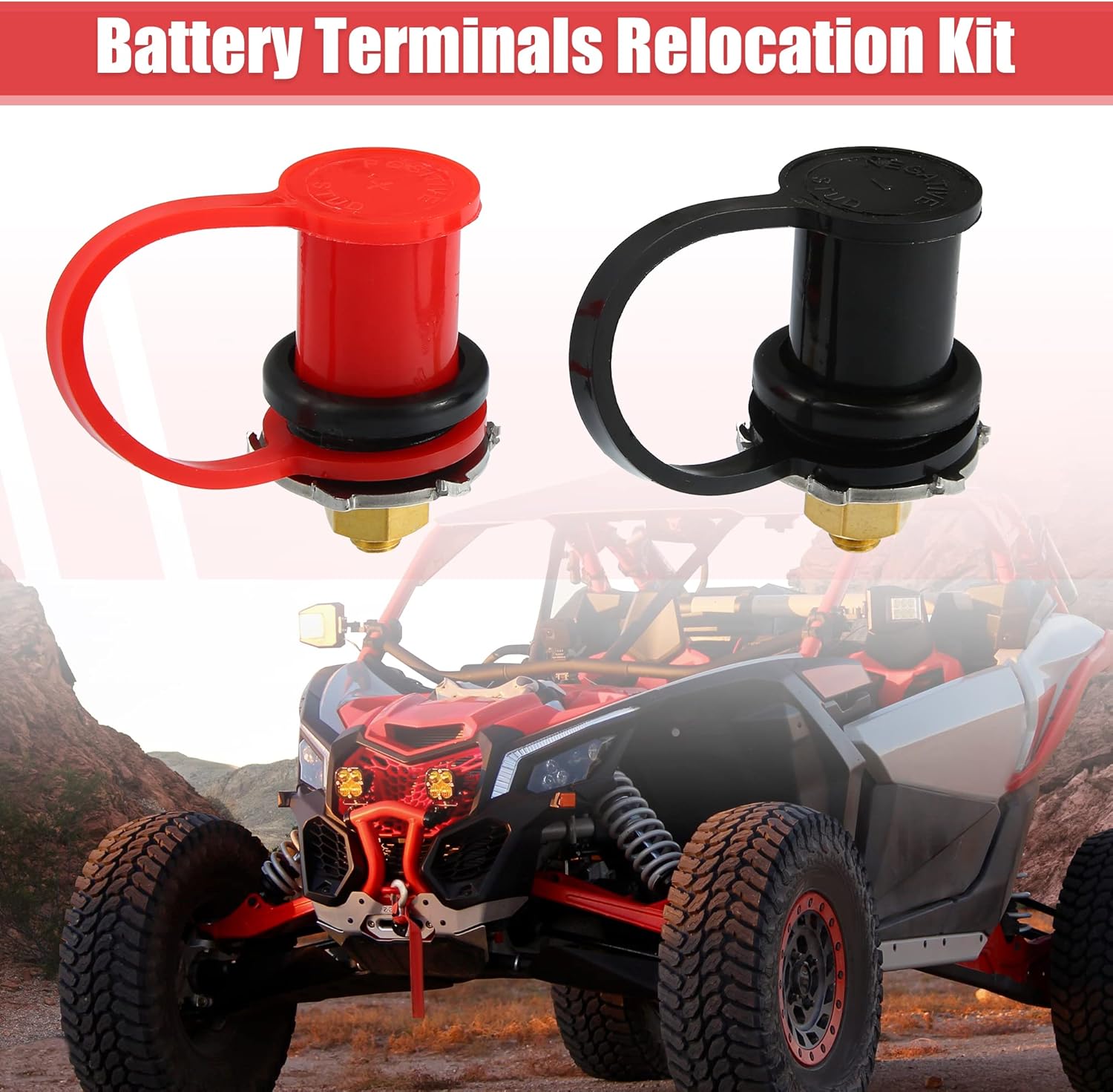 X AUTOHAUX 1 Set 3/8" Stud Jumper Terminal Remote Battery Terminals Relocation Kits for Can-Am Maverick X3 for Car UTV ATV Trucks