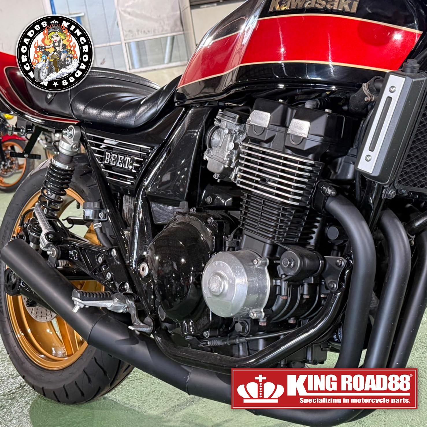 Amazon | ZRX400 ZR400E KingRoad88 アルミ BEETタイプ ブラック