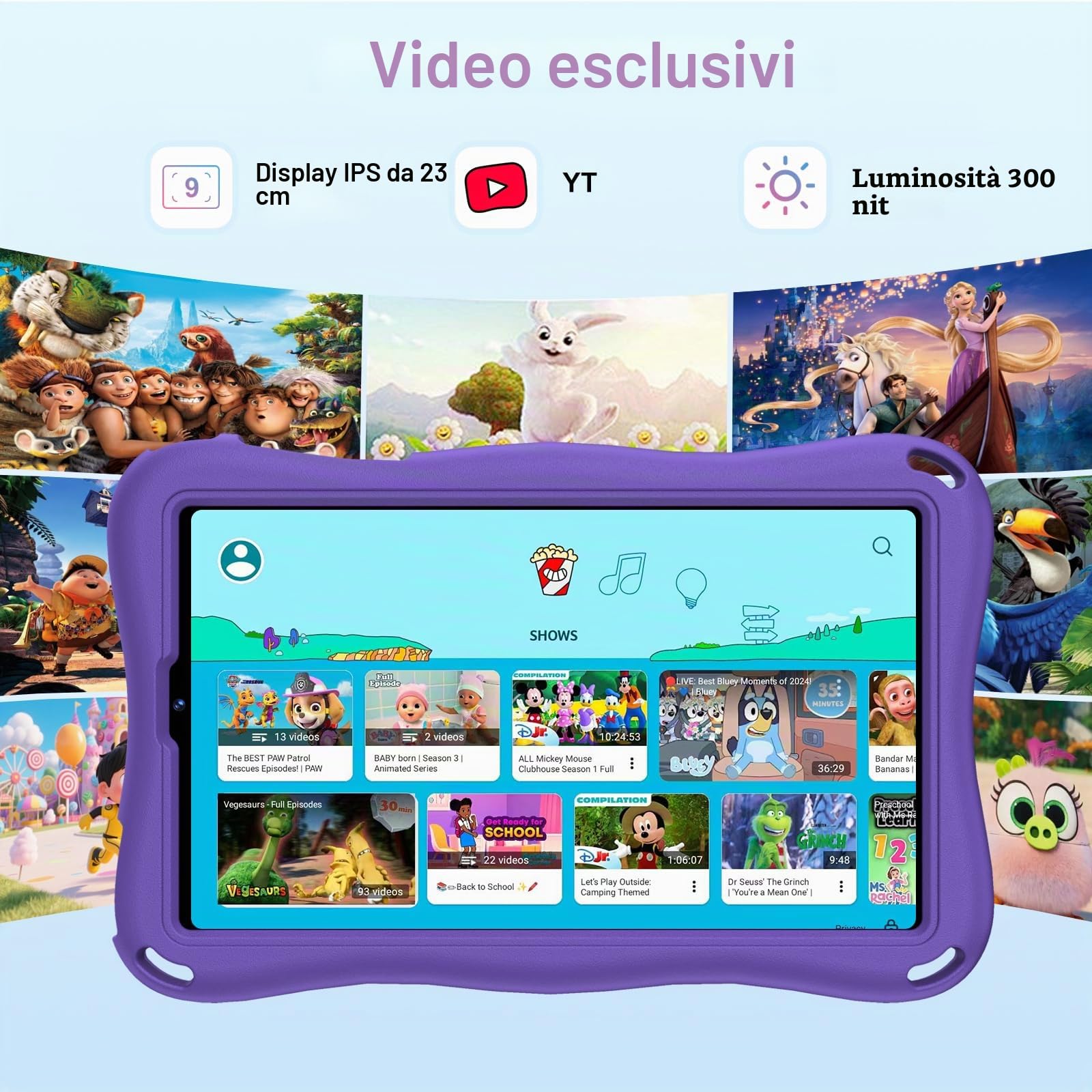 2026 Tablet per Bambini 9 Pollici Android 15 con 32GB ROM+TF 2TB, 5G WiFi, Gemini AI, Octa-Core, Widevine L1, GPS, Face ID, Protezione per Bambini, 1340 * 800, 5000mAh, BT 5.0, Tablet per