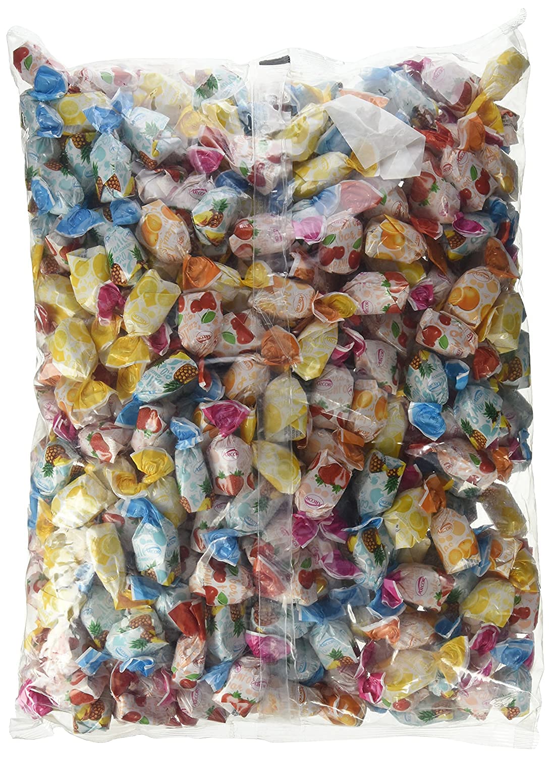 The Snackery Arcor Assorted Fruit Filled Bon Bons - 6 Lb Bag - Sachet Wrap Hard Candies