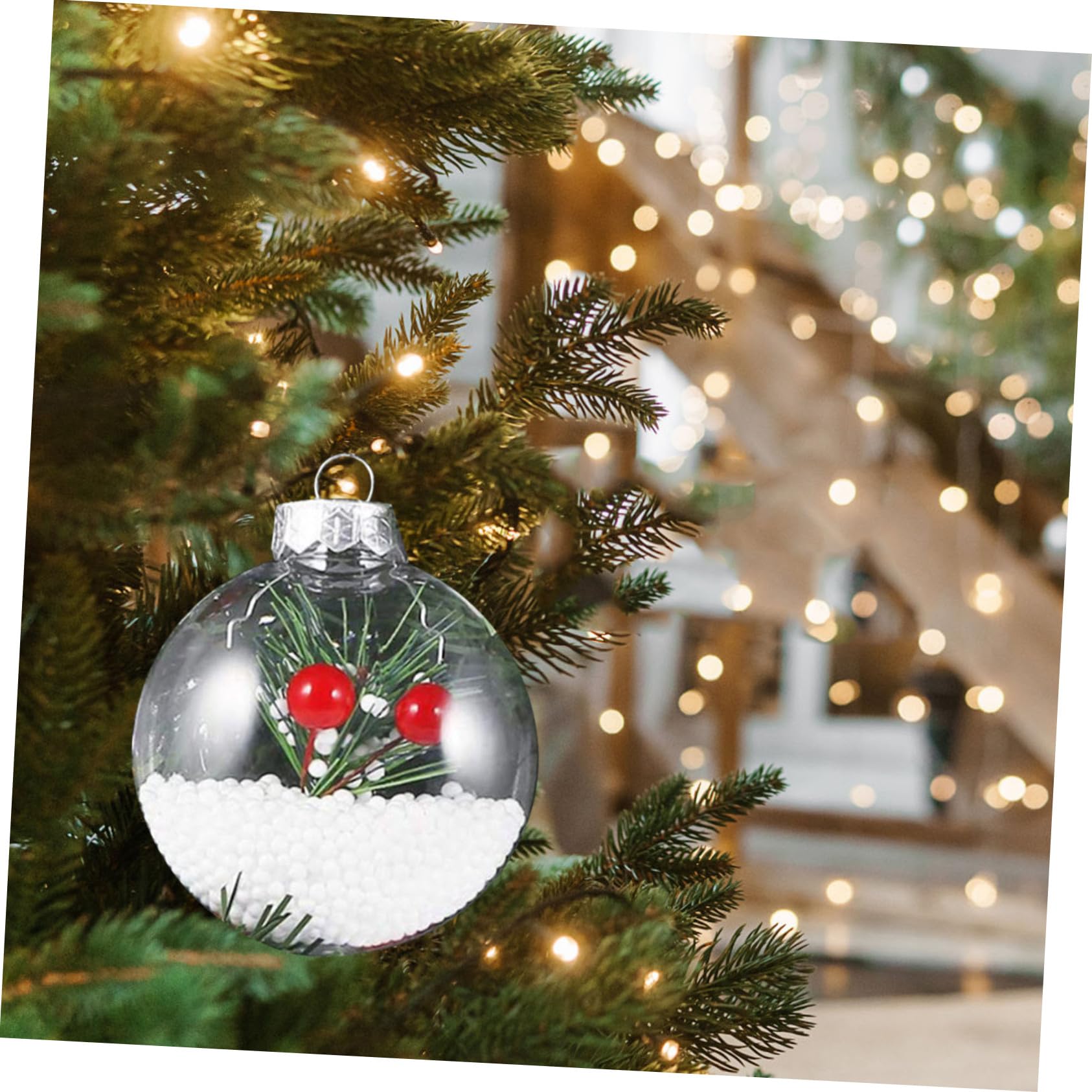 20 Piezas Bolas Navideñas Transparentes para Colgar de Adornos de Bolas para Árbol de Navidad Vacías de Decoración Colgante para Fiestas Navideñas