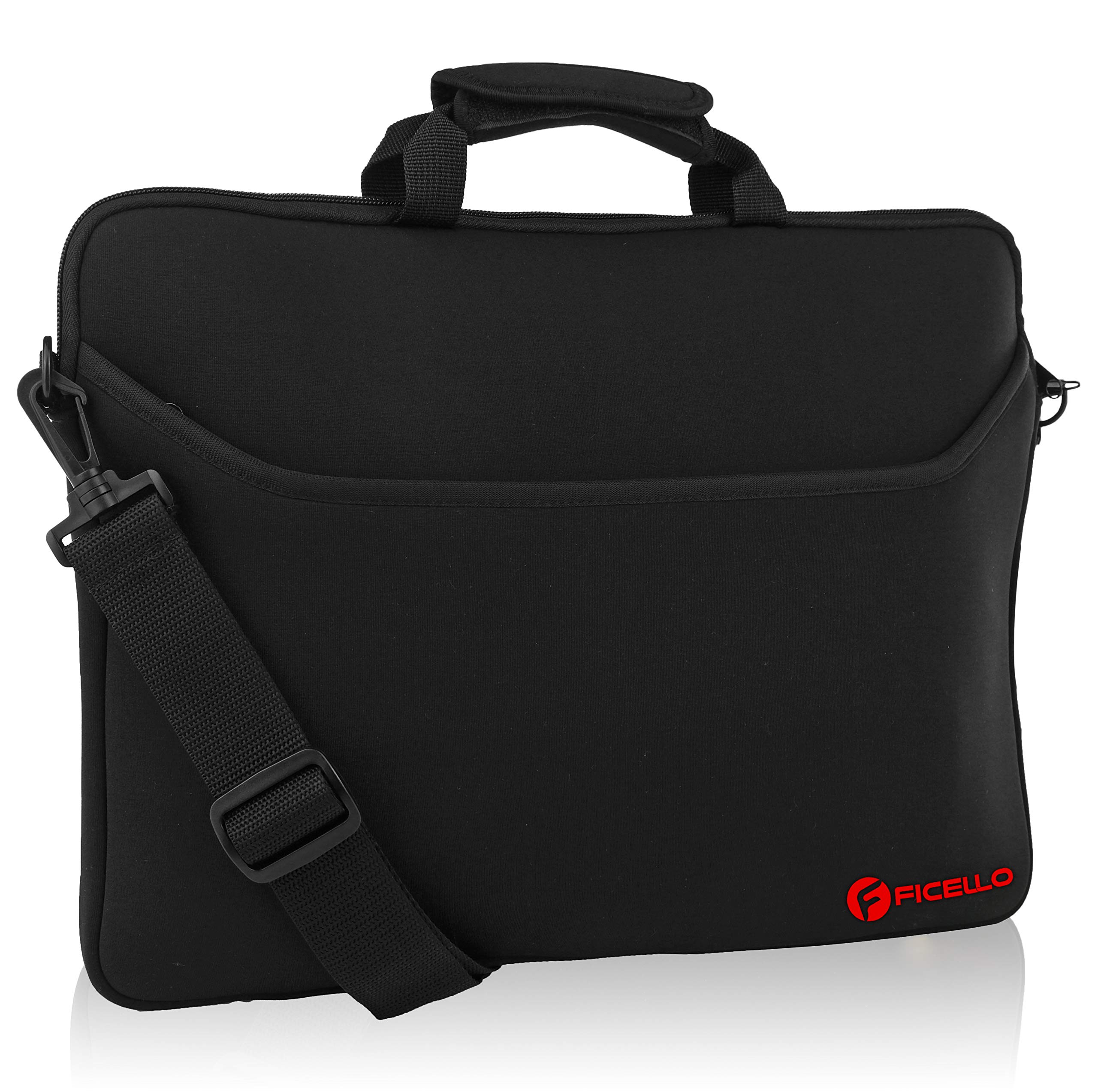 FICELLO 15.6 Inch Laptop Case, Laptop Carrying Bag with Shoulder Strap, Water-Resistant Neoprene Sleeve, Used for Acer/Asus/Dell/Lenovo/HP - Men, Women & Kids, Business Casual or School (Black)