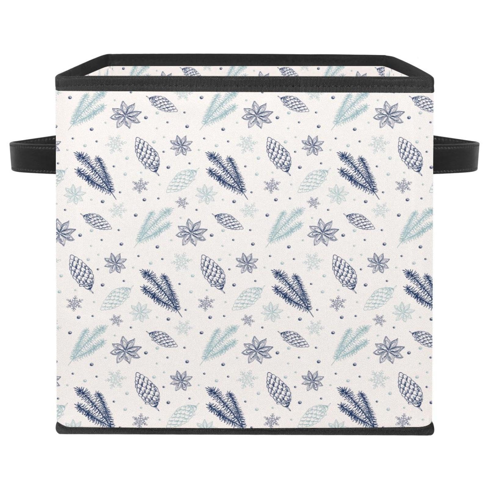 Boîte de rangement pliable en tissu cube motif branche de pin maison