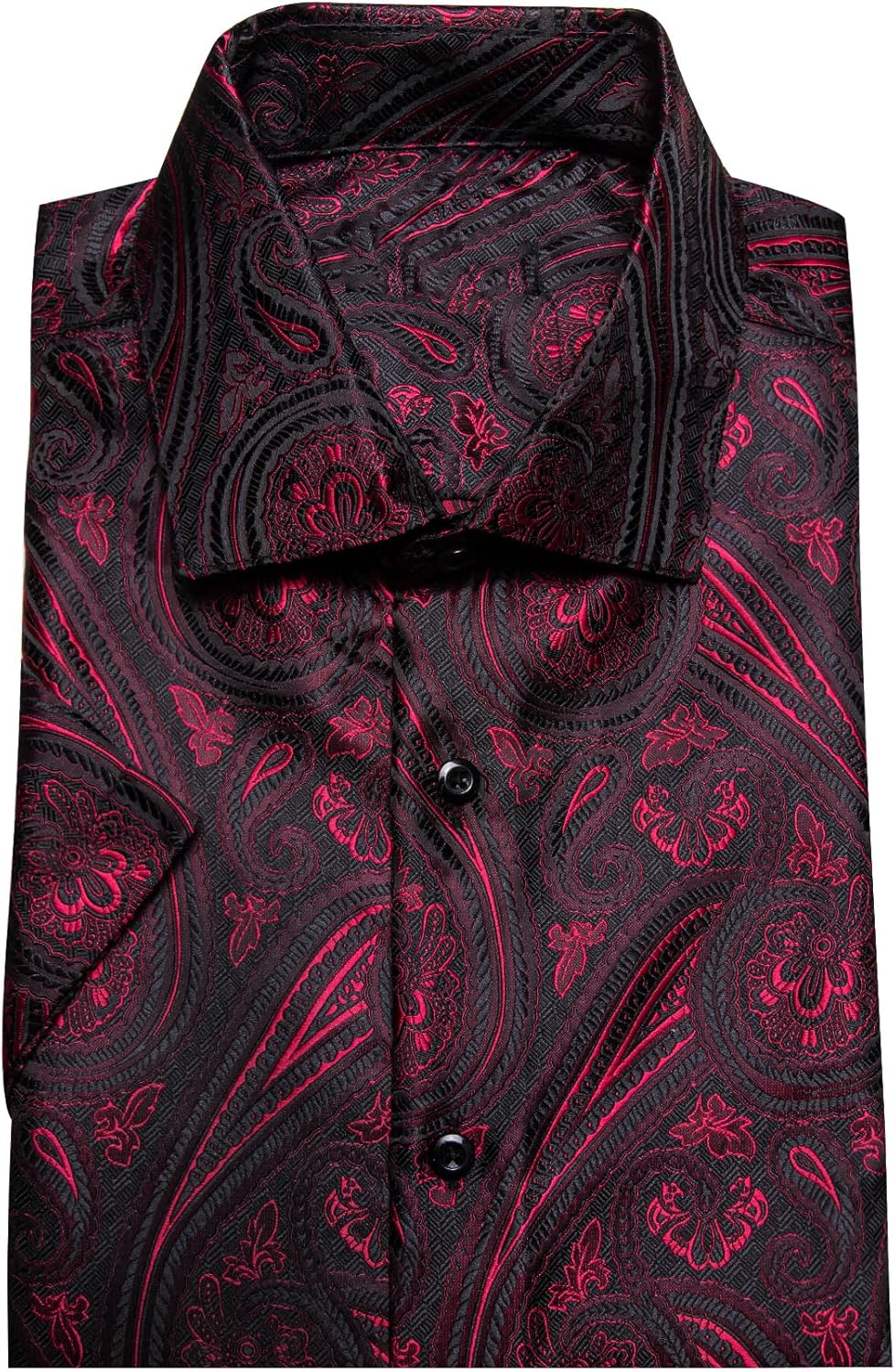 Men's Silk Shirt Paisley Floral Dress Short Sleeve Button Down Summer Shirts Formal Casual Western Wrinkle Free Party Prom - Image 6