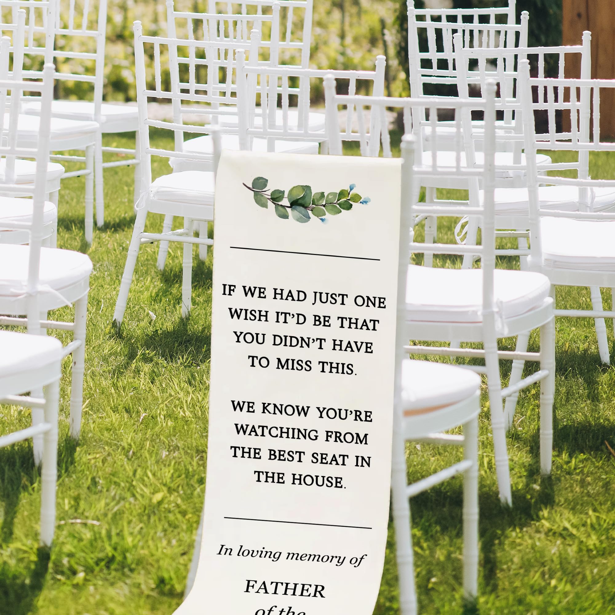 Wedding Memorial Chair Sign – Save A Seat In Heaven, Linen 49x14 Inch, Rustic Wedding Decor - View #6