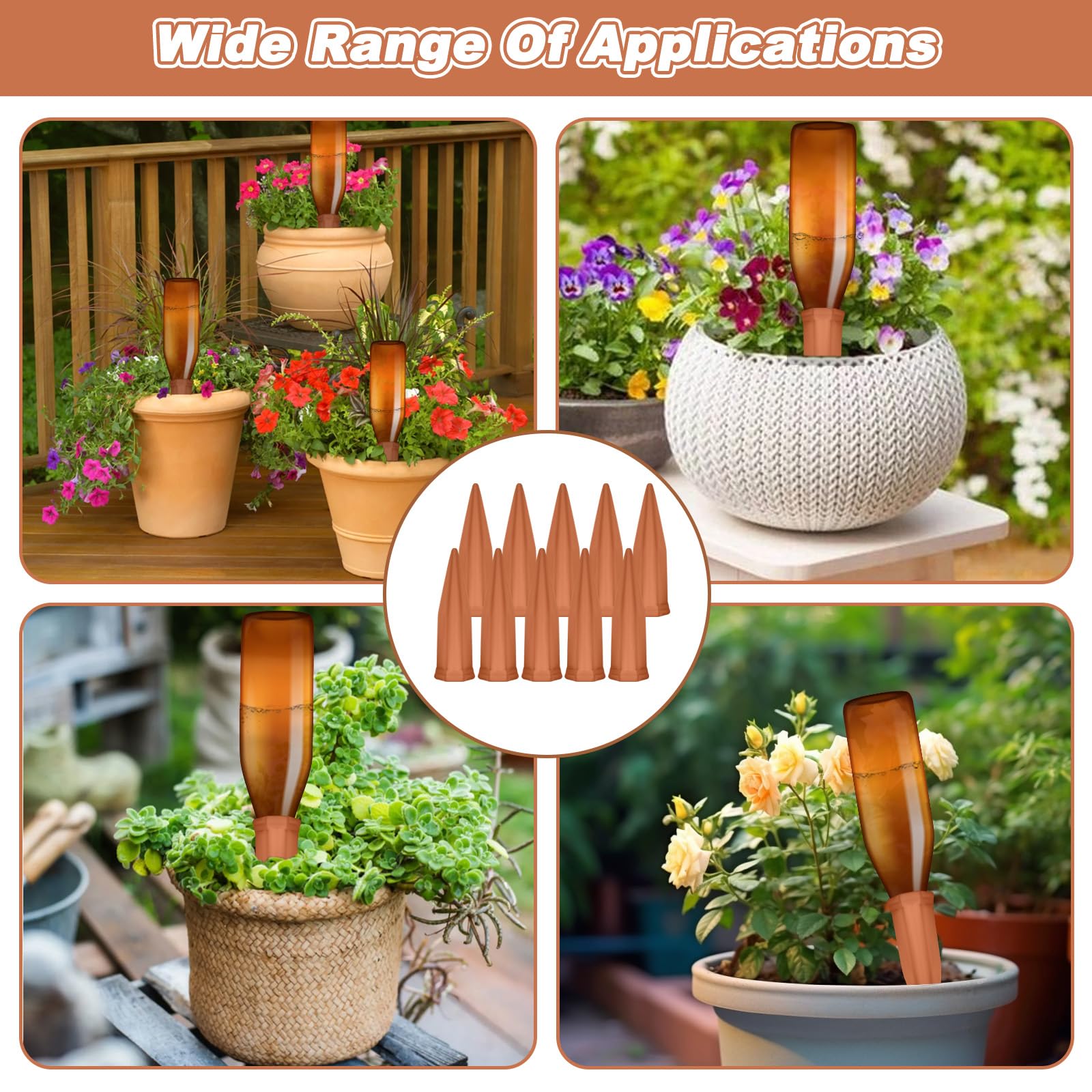 Goutteurs d'arrosage automatique, 10 cônes d'arrosage de boue pour plantes d'intérieur et jardinières de balcon, plantes d'arrosage de vacances, ensembles d'arrosage
