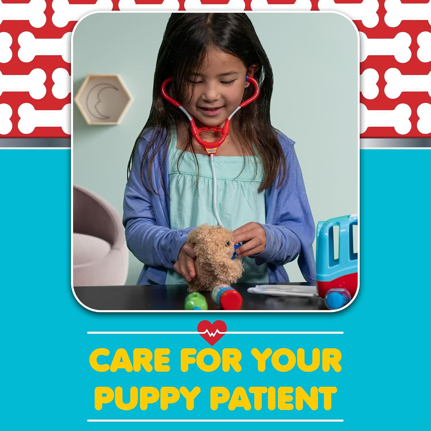 My World My Play Vet Set with Puppy and Accessories, Examine and Treat Play Vet Set, 6 Piece Set Includes Puppy Patient, Doctor Tools & Crate, Great Gift for Boys and Girls, for Ages 3+