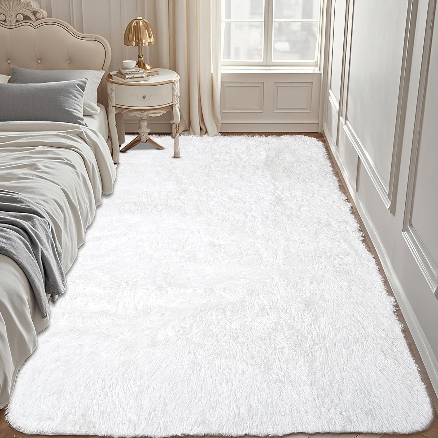 Furry Rug,Plush Fuzzy Rugs for Living Room?Fluffy for Bedroom?Fluffy for Office?Indoor Carpet Nursery Rugs for Kids Room Home Decor?Home Decor Bedroom (Cream White, 3 * 5 Feet) 3*5 Feet Cream White