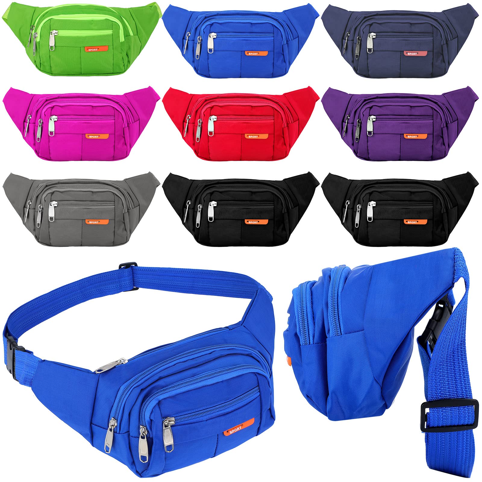 9 Pcs Fanny Pack for Women Waist Bag Packs Men Crossbody Waterproof Adjustable Running Bag Fanny Pack for Travel Hiking Running Outdoor Sports, 8 Colors