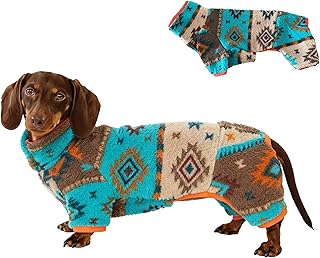 Dog Pajamas for Dachshund,Boho Flannel 4-Leg Warm Winter Jumpsuit, Soft Fleece Dog Onesie for