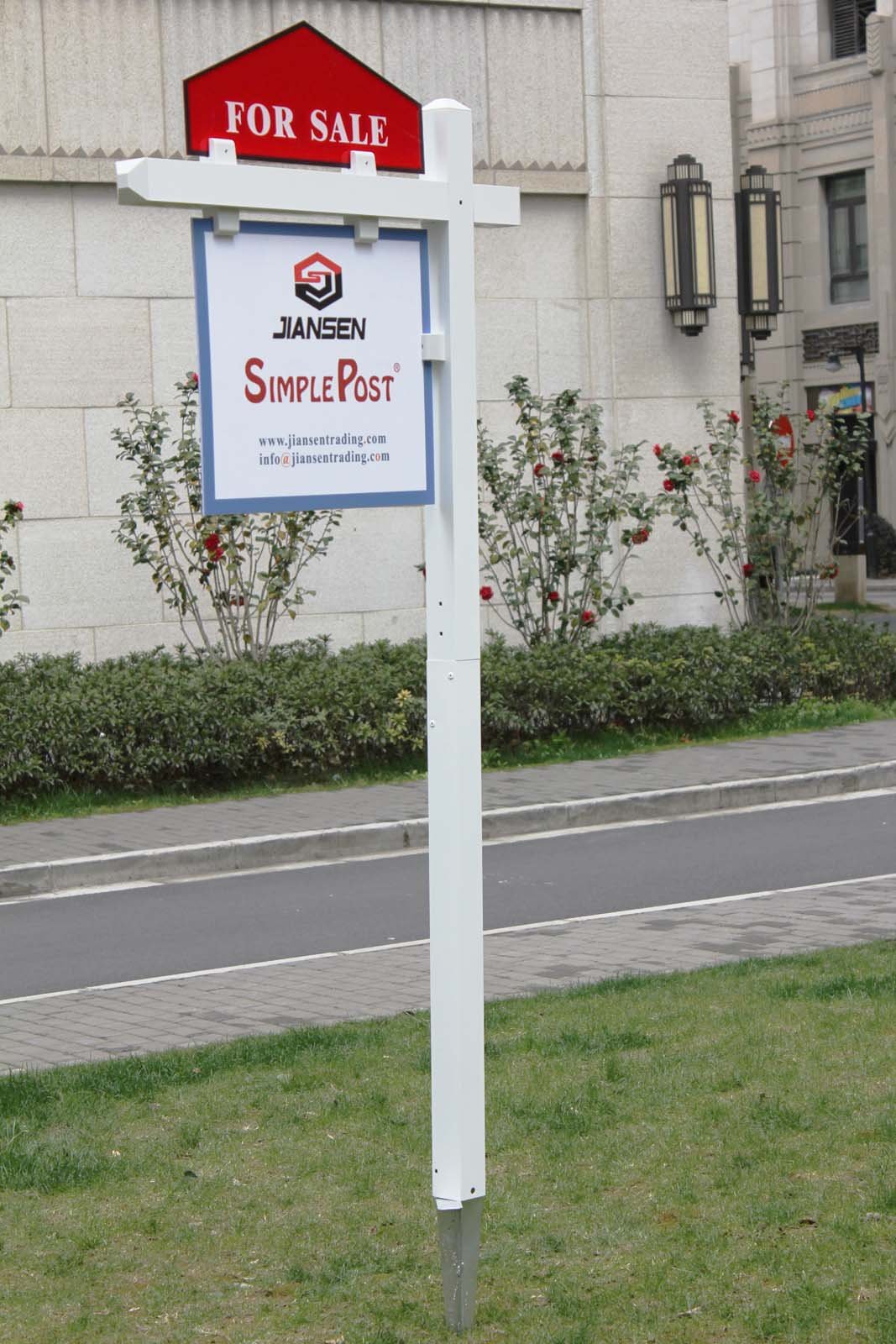 Werbegalgen Maklergalgen Schildhalter für Verkaufsschilder und Werbeschilder, Höhe 2m, robustes Aluminiumprofil mit Bodenanker