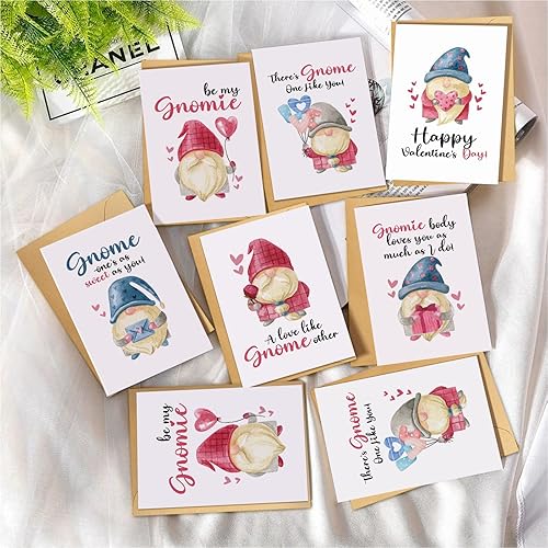 Miniatura 2 de Juego de tarjetas para el día de San Valentín de gnomos para niños, 24 tarjetas del día de San Valentín con sobres, tarjetas de San Valentín