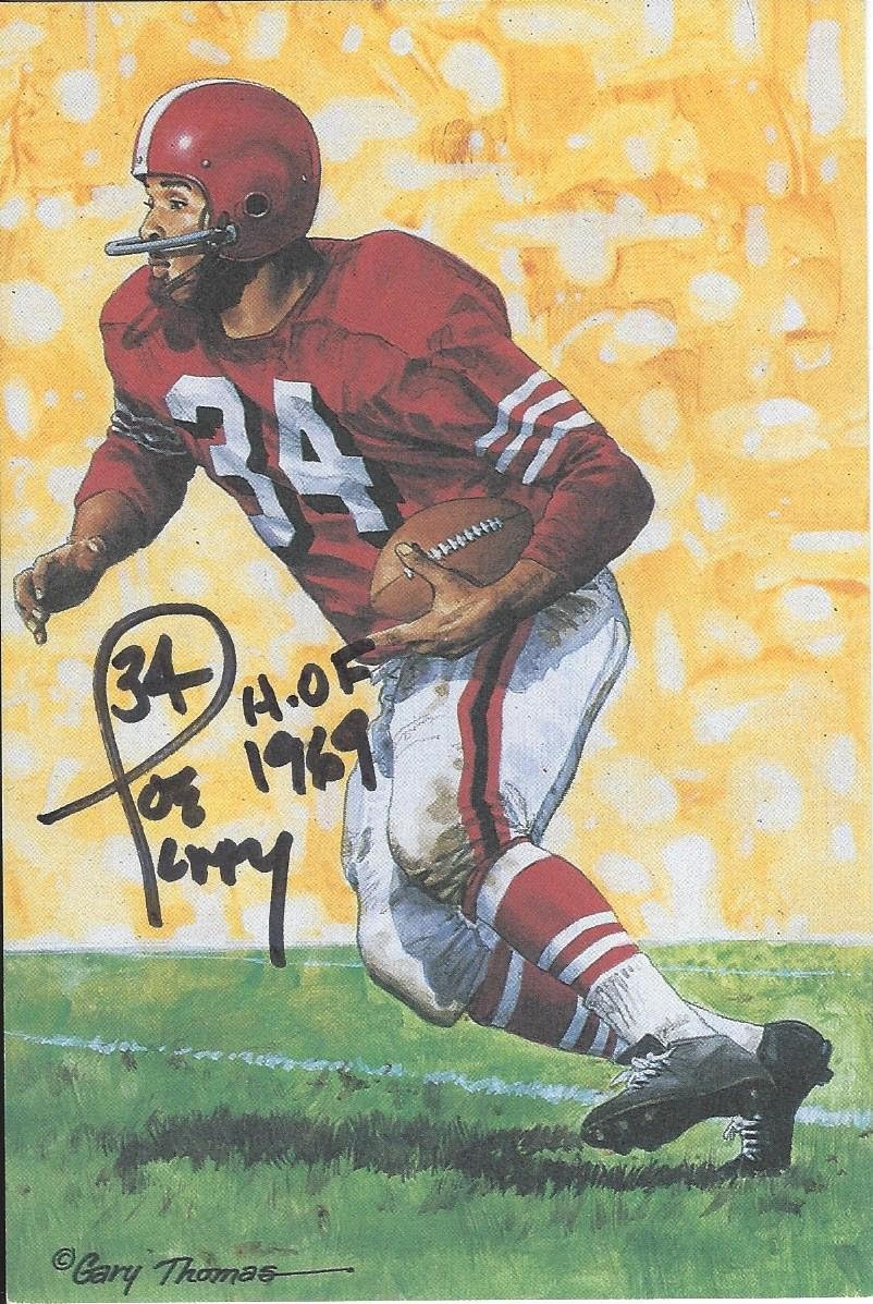 Joe Perry Autographed Goal Line Art Card San Franciso 49ers Hall of Fame inductee 1969