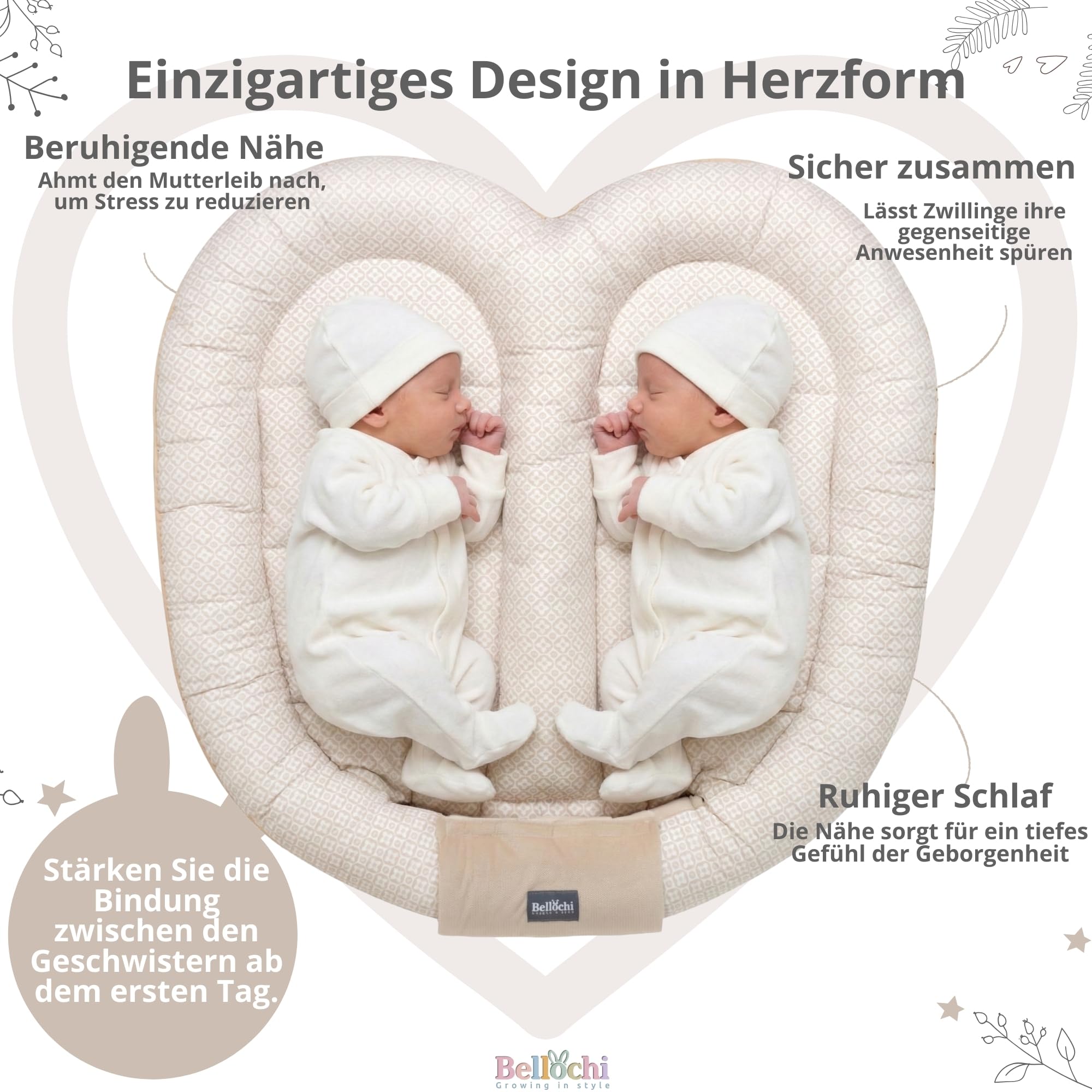 Bellochi Zwillingsbaby-Kokon | Infant Nest 100x100 cm | Babynestchen | Babynest Kuschelnest | Babynest | LUX Collection