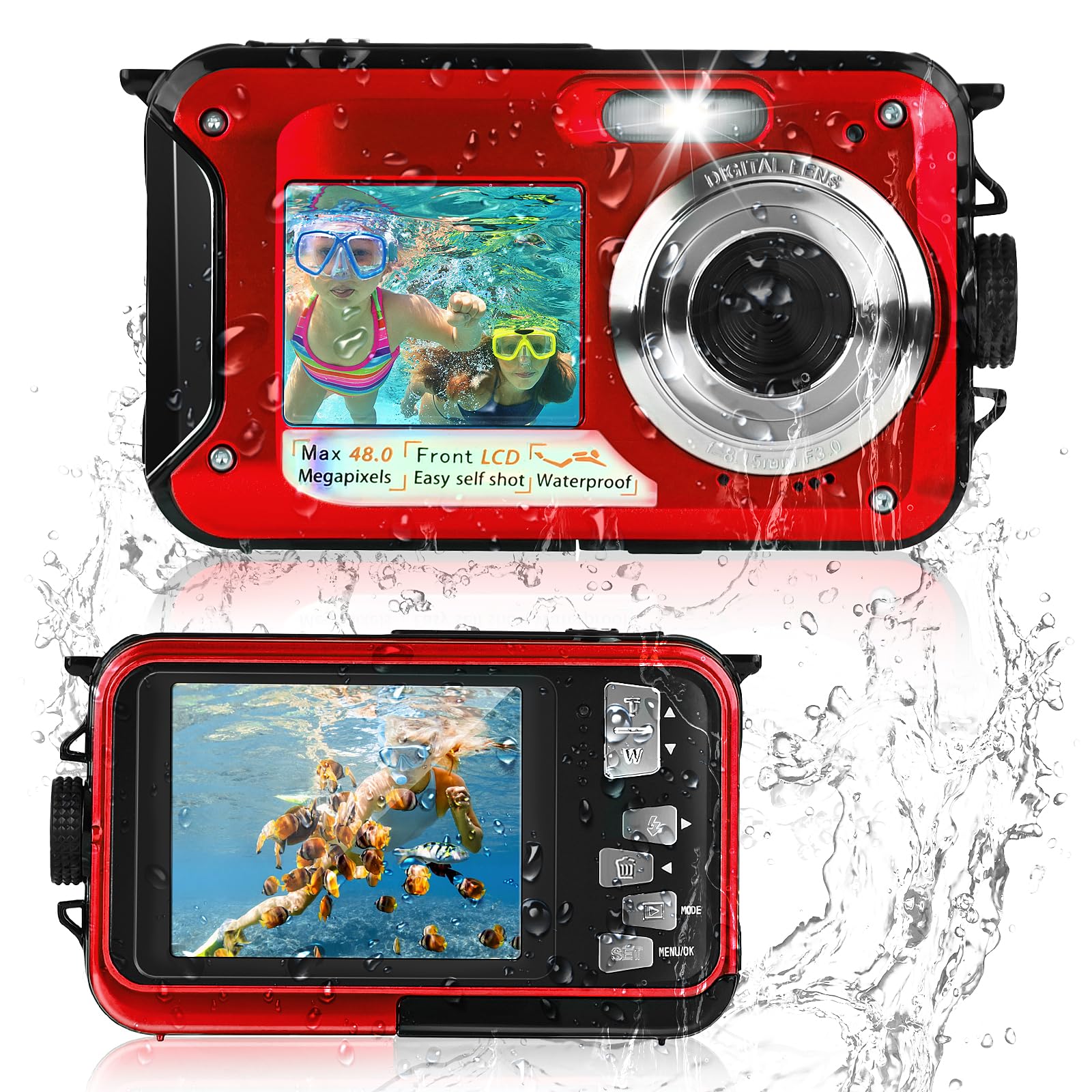 Macchina Fotografica Subcquea, Comius Sharp Fotocamera Subacquea Digitale 10FT 30MP Photo FHD Video 16X Digital Zoom con Scheda di Memoria da 32G per Selfie Subacquei, Immersione, Nuoto