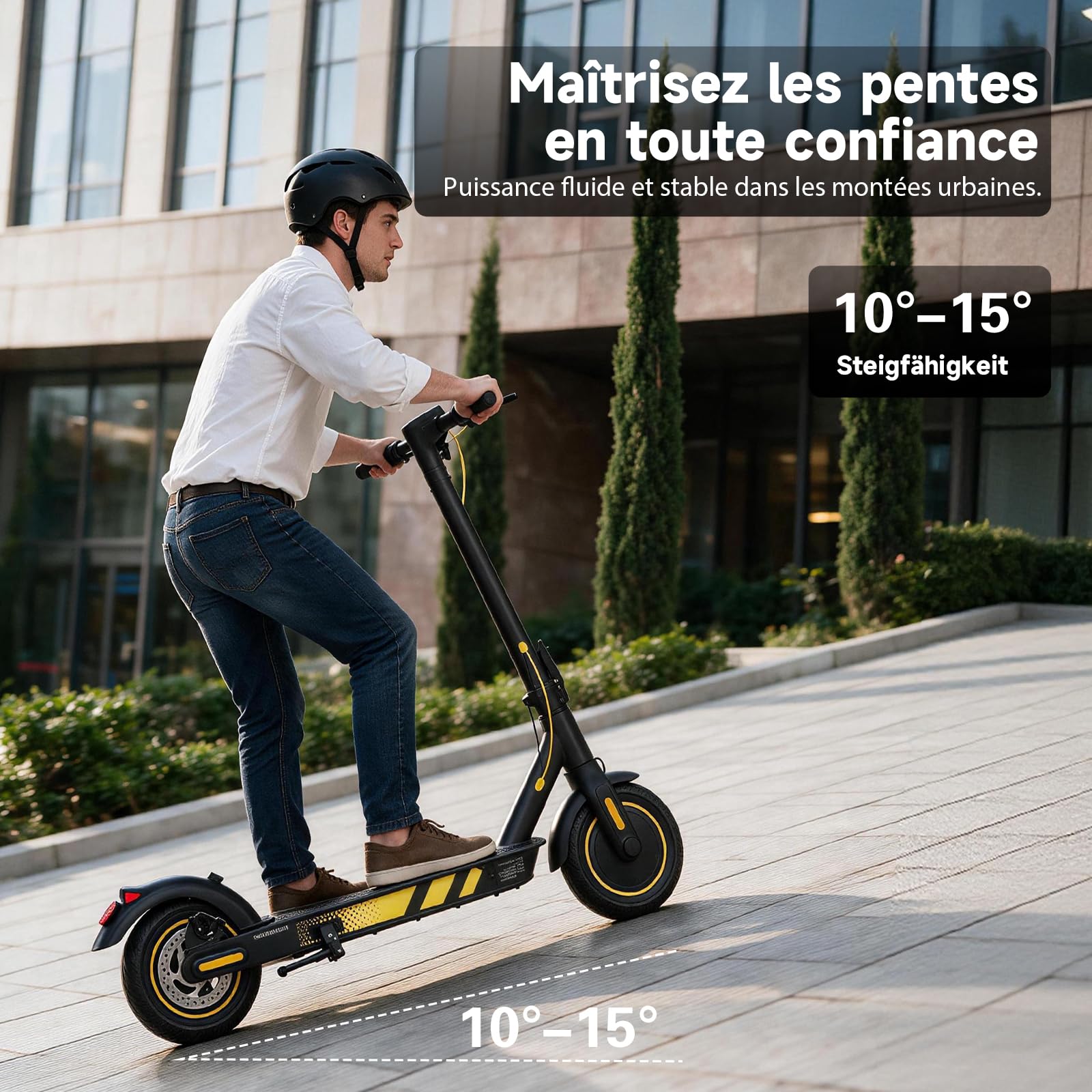 Trottinette Électrique Adulte, Moteur 600 W, Batterie 36 V 15 Ah, Autonomie Jusqu’à 35 km, Vitesse Max. 25 km/h, Pneus Pleins 10 Pouces, Cadre en Aluminium, Charge 100 kg