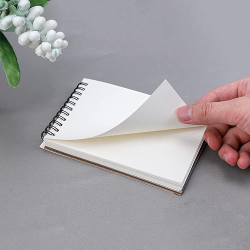 Miniatura 7 de Cuaderno de bocetos A6 en blanco - Cuaderno espiral con tapa Kraft de 60 lados (30 hojas) de papel 100% reciclado de 5.64 ozm para dibujar y escribir