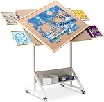 Becko US 1500 Pieces Tilting & Rotating Puzzle Table with Drawers & Cover, Foldaway & Portable Puzzle Board with Tilt & Height Adjustments, Easy to Move, for 1500 Pieces Jigsaw Puzzles