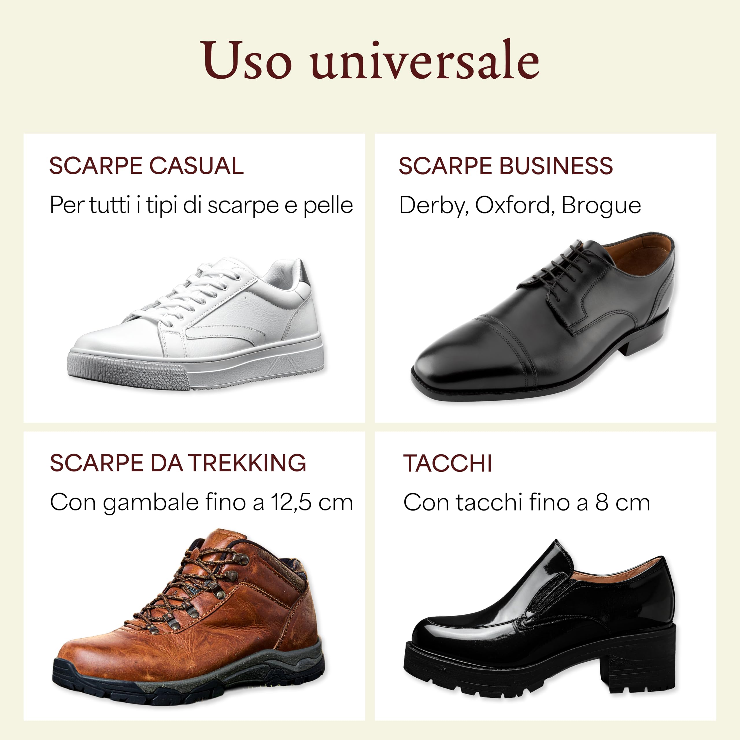Langer & Messmer allunga scarpe da uomo contro le pizzicature di scarpe o stivali - in legno di faggio massiccio e meccanismo in metallo incluso spray allunga pelle 50ml