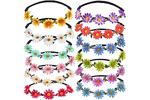 Bememo 12 Multicolor Floral Garland Headbands