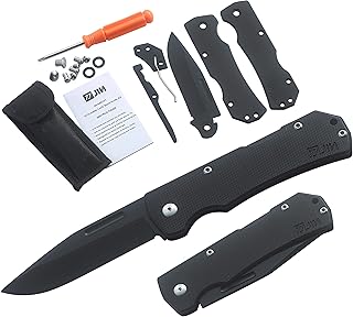 JIN Kids Pocket Knife, Folding Knife for Starter G10 Knife Making Kit Black Knife Scale Lock Back Knife Supplies Craft Project Family Bounding