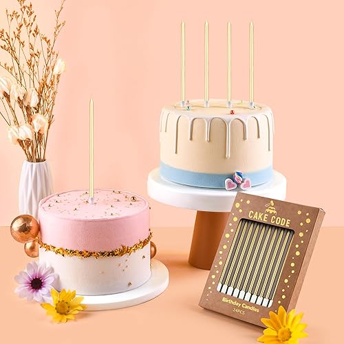 Miniatura 5 de Velas largas y finas del cumpleaños del oro champán, velas de la torta, fiestas de cumpleaños, decoraciones de boda, velas del partido