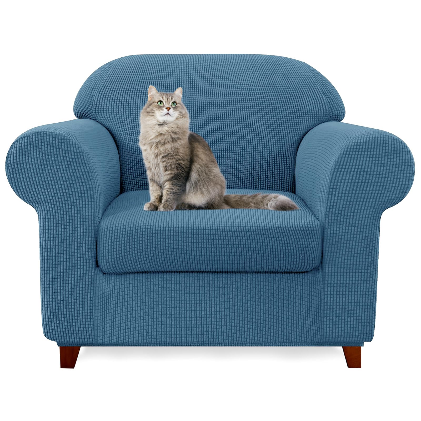 SYLC Ektorp Sofa Cover with Seat Cushions Covers and Backrests Covers Sofa Covers Stylish Stretch Jacquard Couch Slipcover Protector (Blue,Chair+1 L Seat)