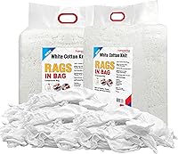 Vista 20 de Trapos de limpieza de camisetas blancas de primera calidad (caja de 10 libras), trapos de algodón blanco para limpieza, manchas, pintura, aceite
