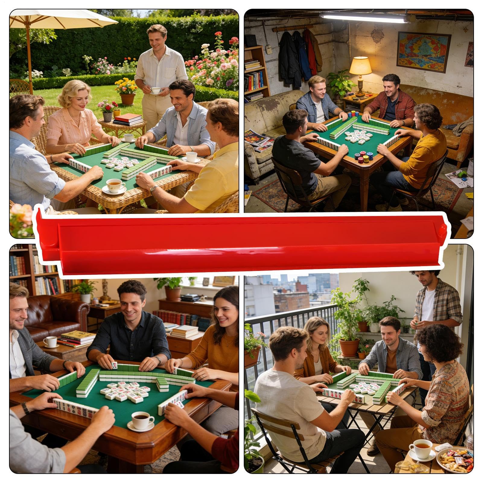 Mahjong Racks 4-częściowe kompaktowe organizery do gry w | Zestaw stojaków na płytki do mahjonga Do domu, podróży, klubu, na święta i imprezy