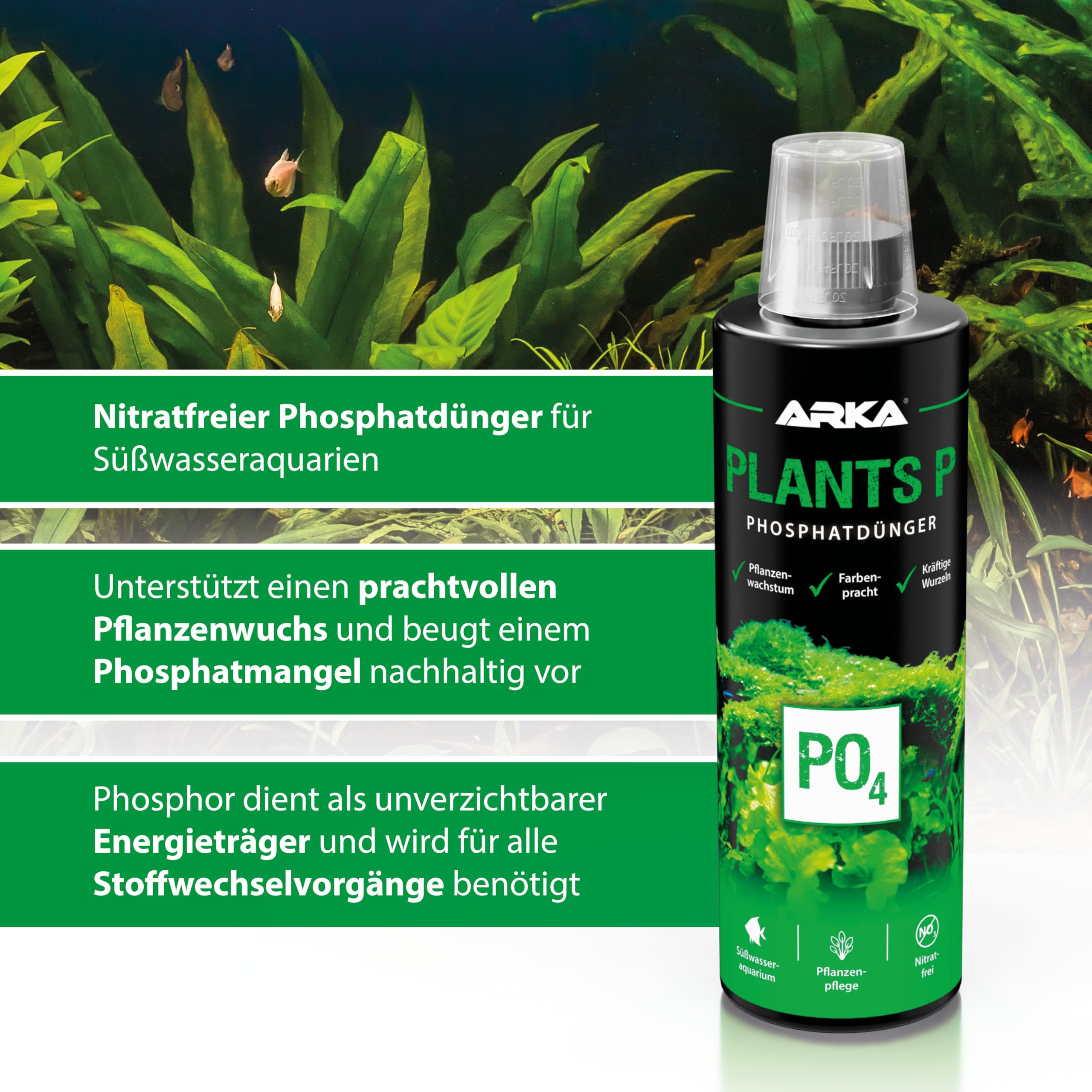 Phosphatdnger Aquarium 118 ml  fr Wasserpflanzen & Aquascaping  gegen  Phosphatmangel, fr krftigen Wuchs  nitratfrei  ARKA Plants P :  Amazon.de: Garten