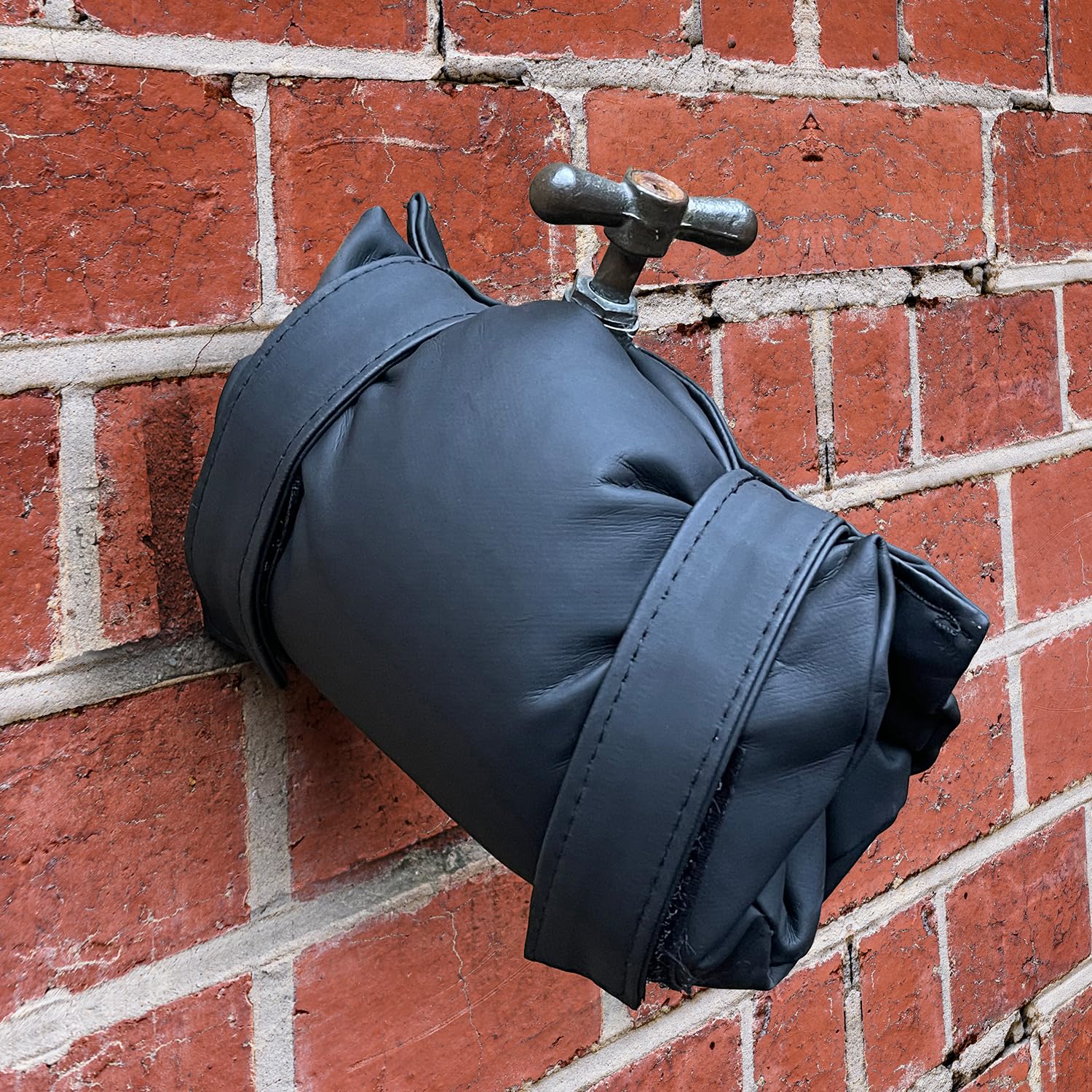 Flatro Black Tap Covers For Outdoor Taps Insulation Cover - Waterproof Leather Jacket For Outside Tap Cover Frost Protector - 24 Cm Universal Easy Fit Outdoor Tap Cover For Winter