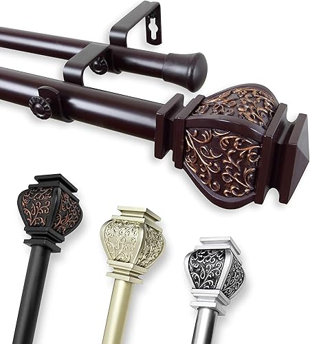 Miniatura 2 de Rod Desyne Barra de cortina doble Jypsiere de 1 pulgada, 28-48 pulgadas, caoba