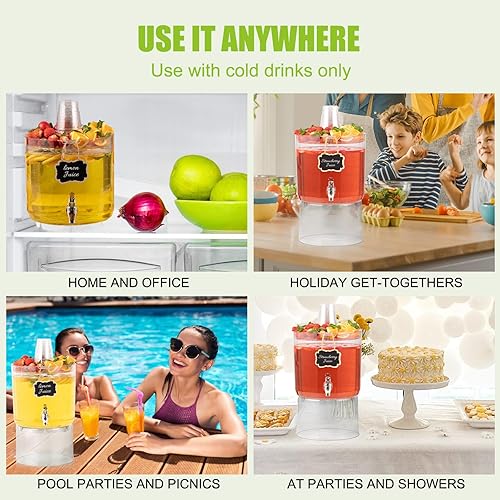 Miniatura 8 de Dispensador de bebidas de 2 galones para fiestas, paquete de 2, dispensador de bebidas sin BPA con grifo sin goteo, dispensadores de jugo con