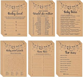 Baby Shower Games Bundle for 50 Guests, Stacking Games, Adults, 150 Game Cards & 1 Answer Card