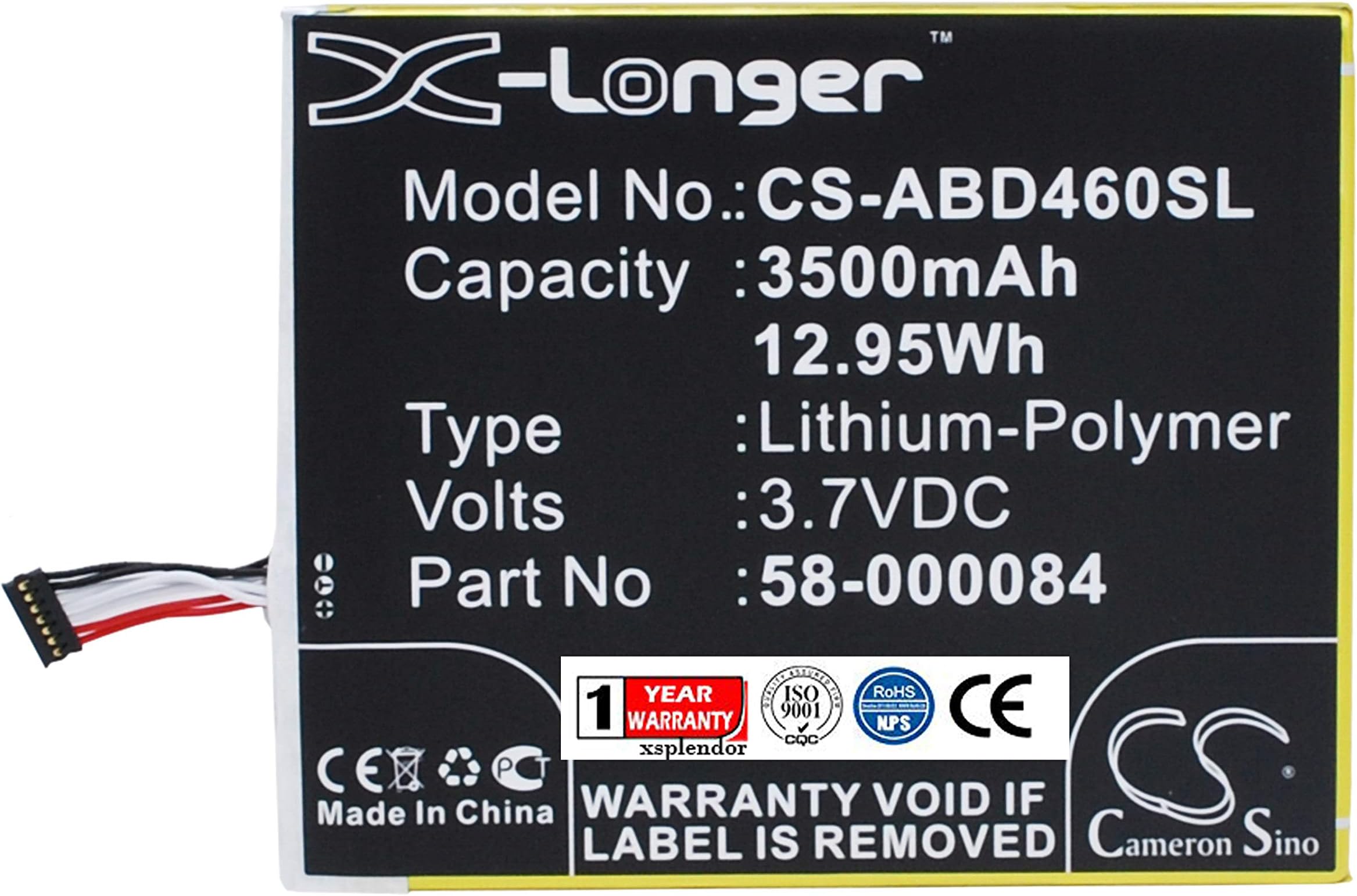 XSP 3500mAh Replacement Battery for AMZ B00IKPW0UA B00IKPYKWG KINDL Fire HD 7" SQ46CW Part NO 58-000084 MC-347993 Parts Battery Batteries