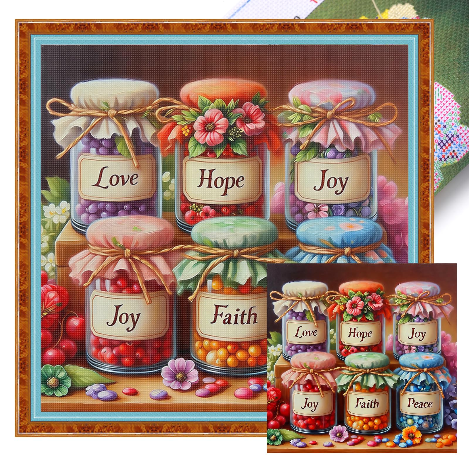 Poetrydraw 11Ctacc-12437__C__45x45 Candy Glass Bottle Full 11Ct Diy Stamped Embroidery Needlepoint Starter Kits 45X45cm For Beginners Adults Home Decor (11Ctacc-12437 C 45X45)