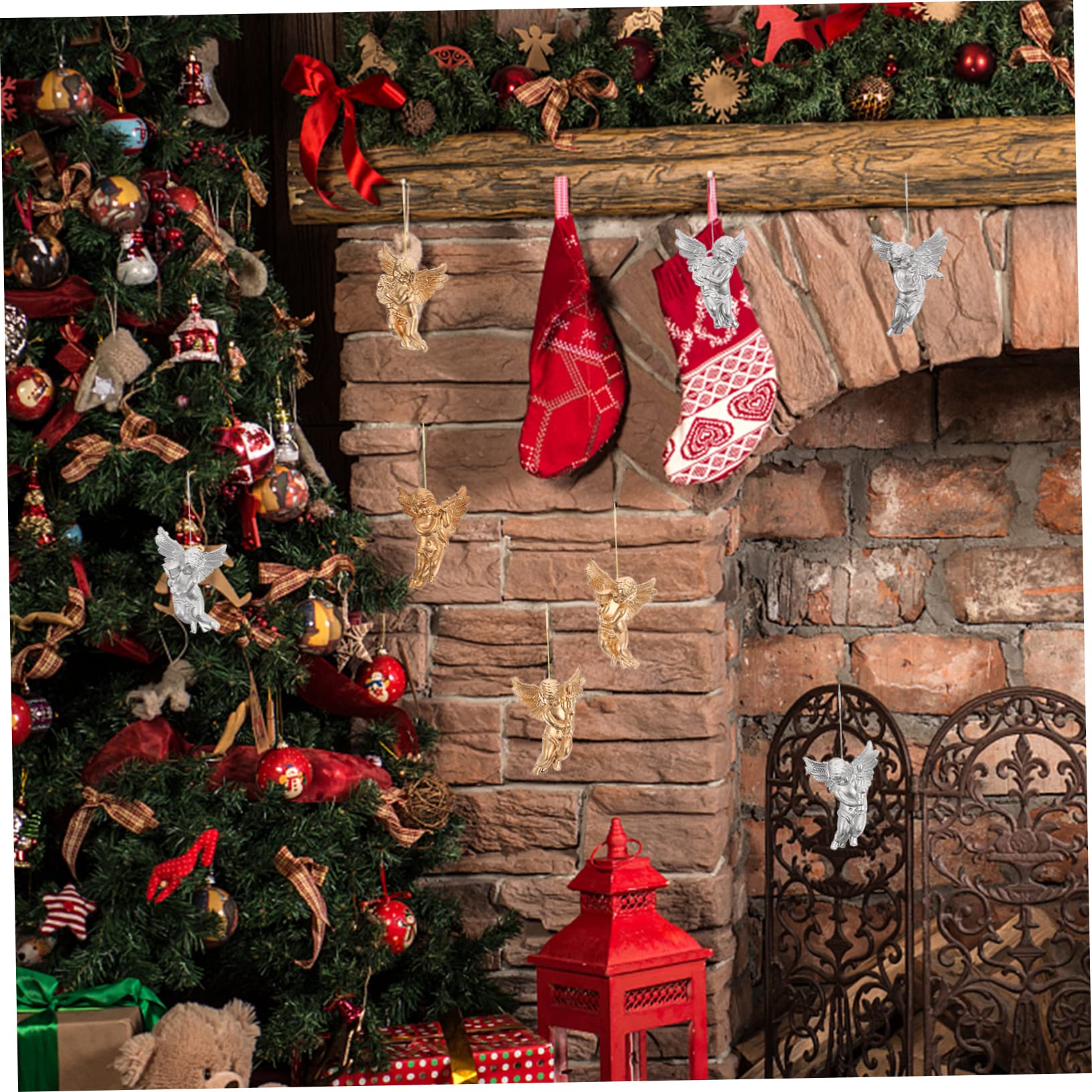 Zerodeko Lot de 5 Décorations de Sapin de Noël en Forme Dange à La Mode Boules Décoratives à Suspendre pour Décoration de Noël Pièces X 5