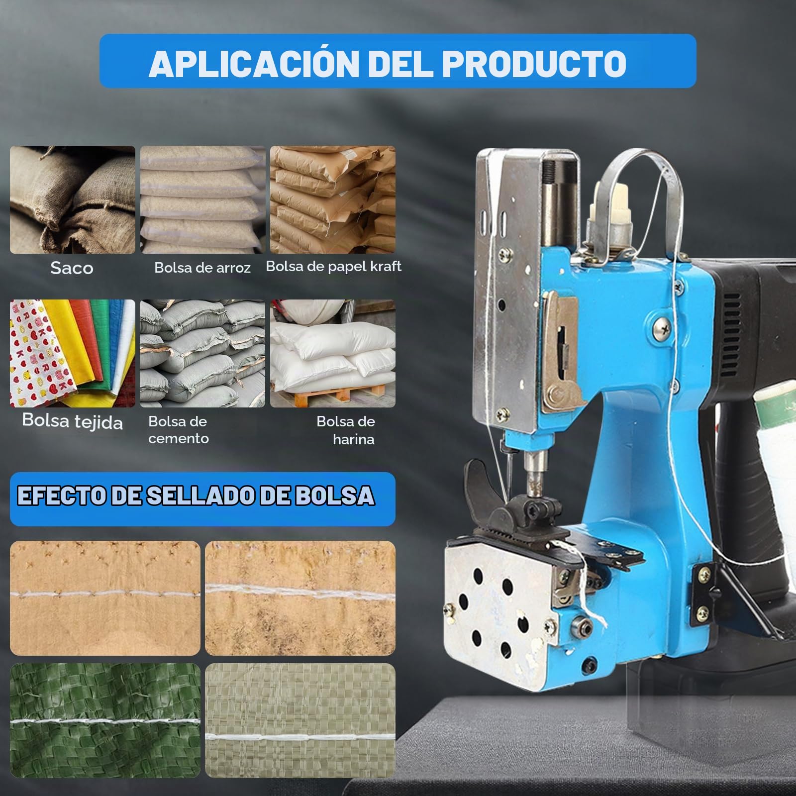 Sacos Maquinas de Coser Compatible con Makita 18V Batería | Eléctrica Máquina de Embalaje de Costura Más Cercana Bolsa, Maquina de Coser Portátiles para Coser, Sellar, Bolsas de Lona