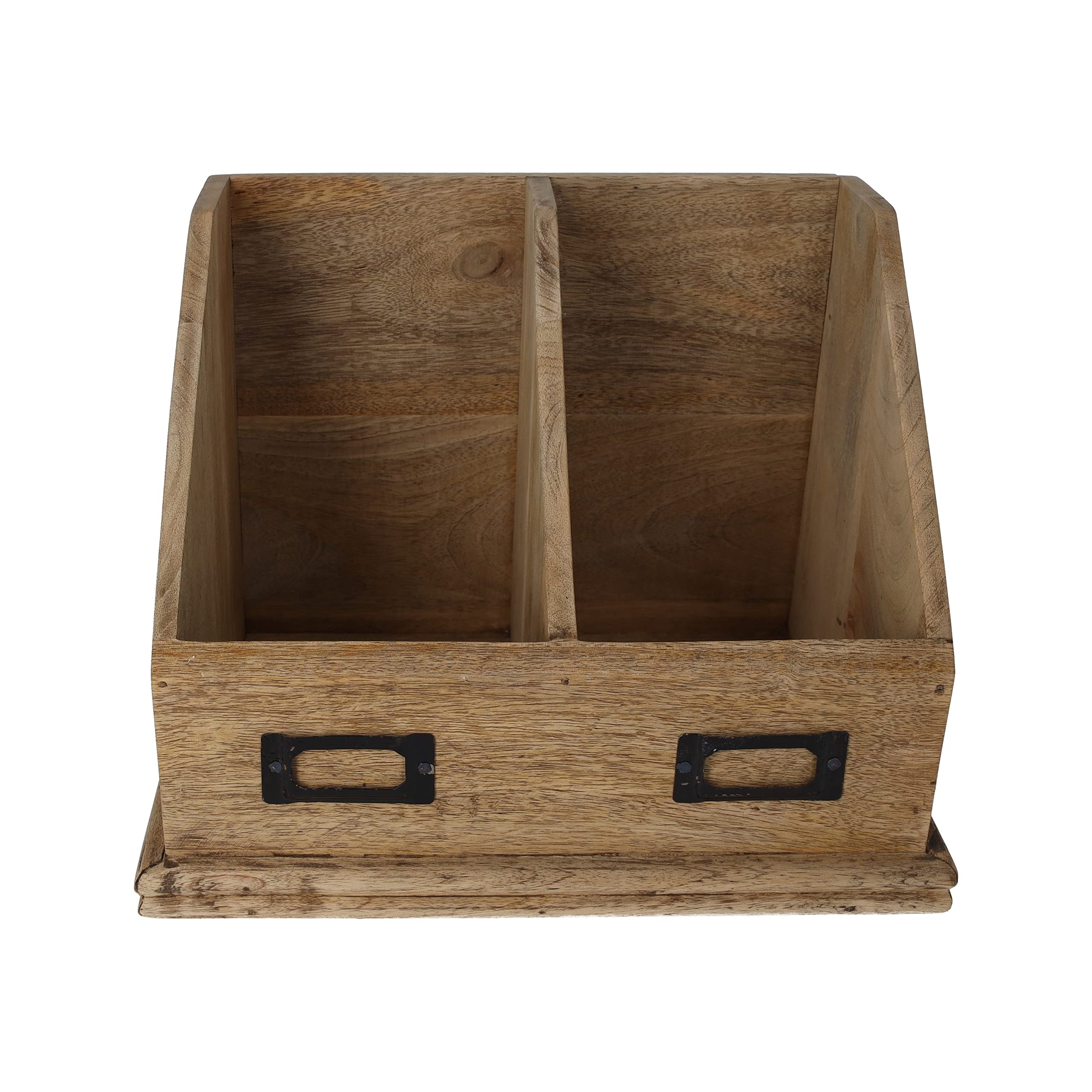 Keyhomestore- Portalettere Realizzato in Legno, Ideale per scrivania, portariviste per Salotto o Cucina a 2 scompartimenti per Posta Multiuso – Altezza cm 25. Ideale Come complemento per Interni.