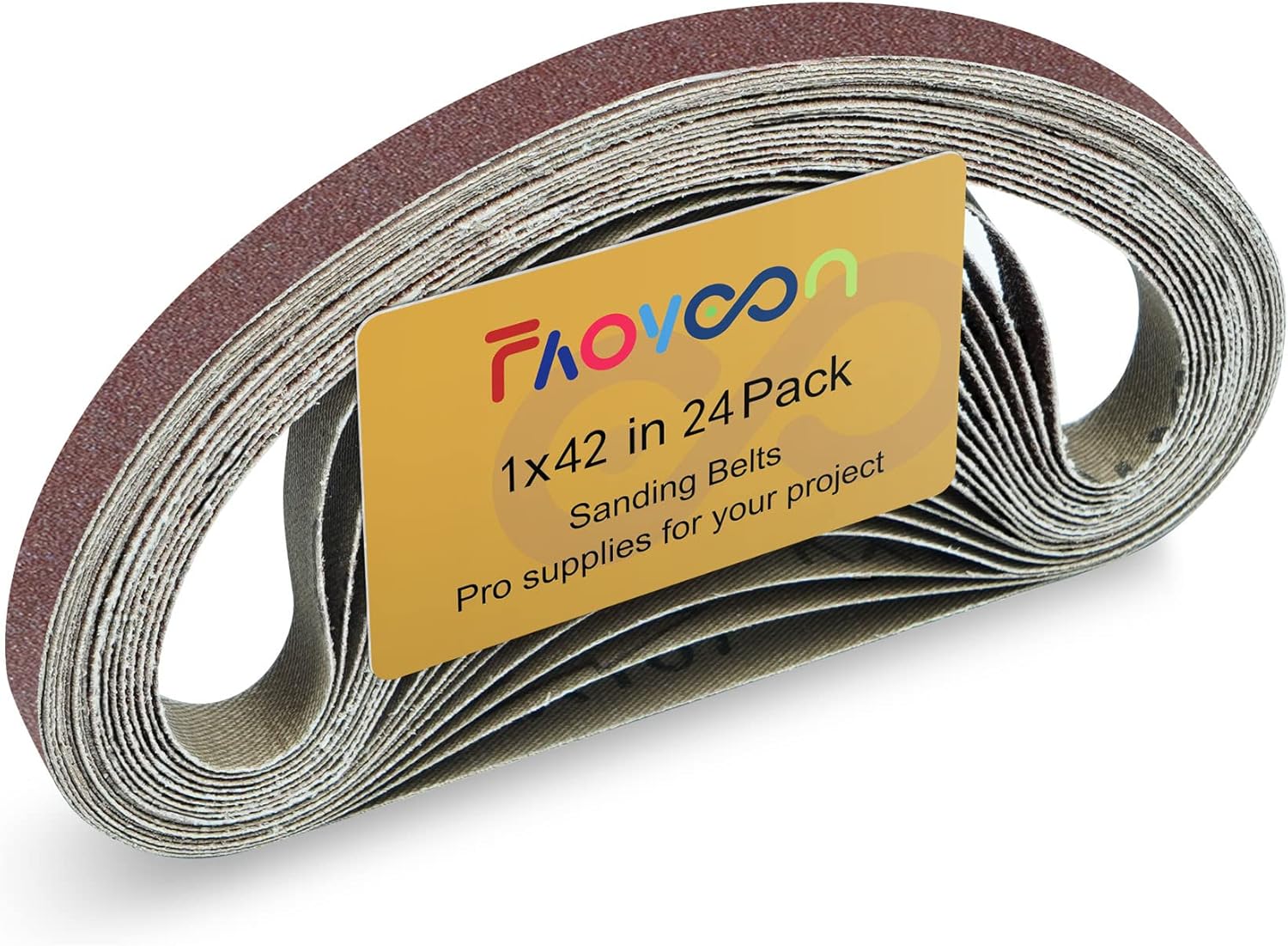 Faoyoon 1x42 Sanding Belts for Woodworking, 24 Pcs Belt Sander Paper