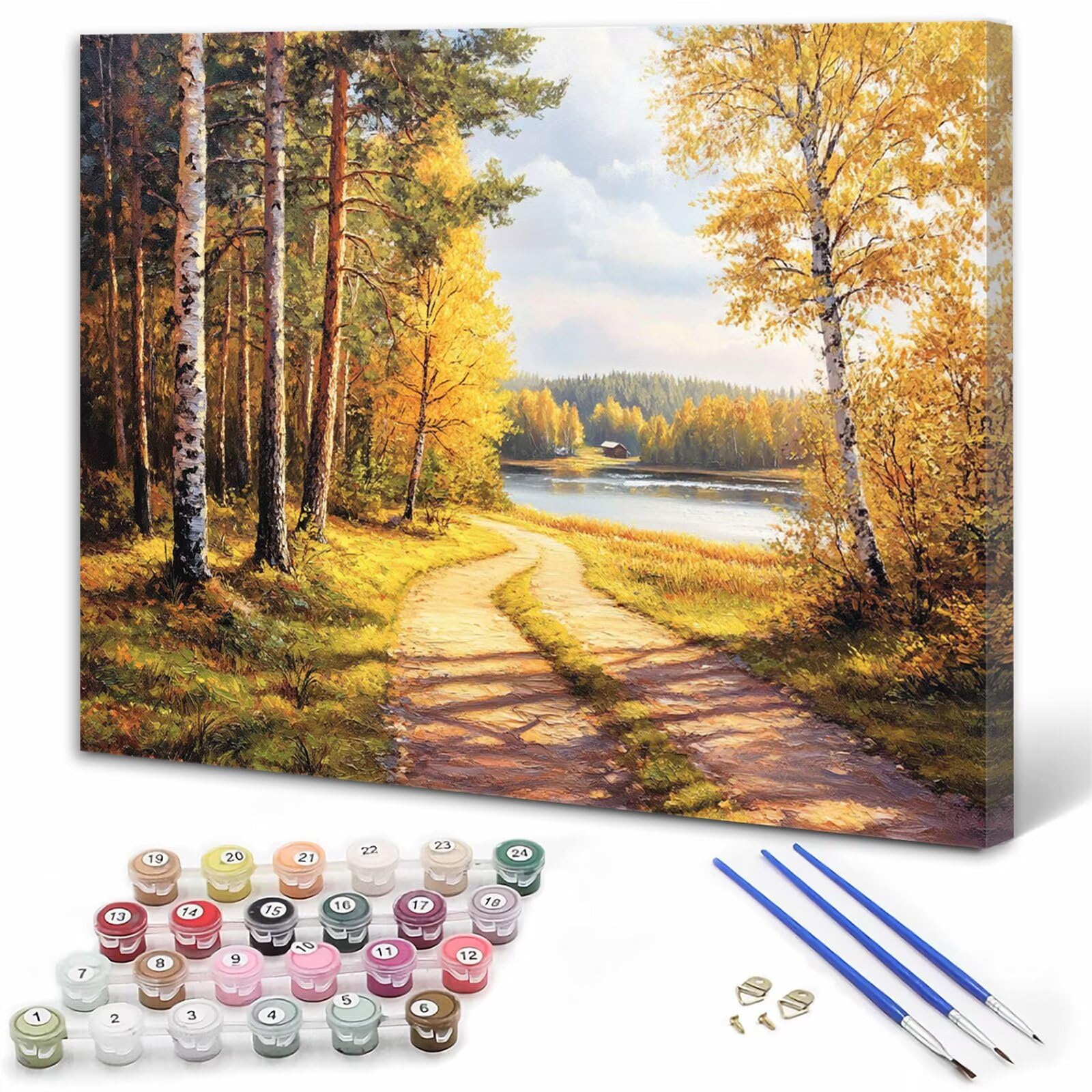 Dipingere con i Numeri Adulti Autunno Dipingere con i Numeri Albero Paint by Numbers Hobby Creativi Adulti Fai Da Te Tela di Pittura a Olio Kit, Decorazioni Donna Regalo 60x90cm Senza Cornice Y3-23