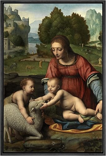 wall26 Lienzo enmarcado para pared, diseño de Madonna, niño, John Bautist por Luini, ilustraciones de historia renacentista, bellas artes, arte