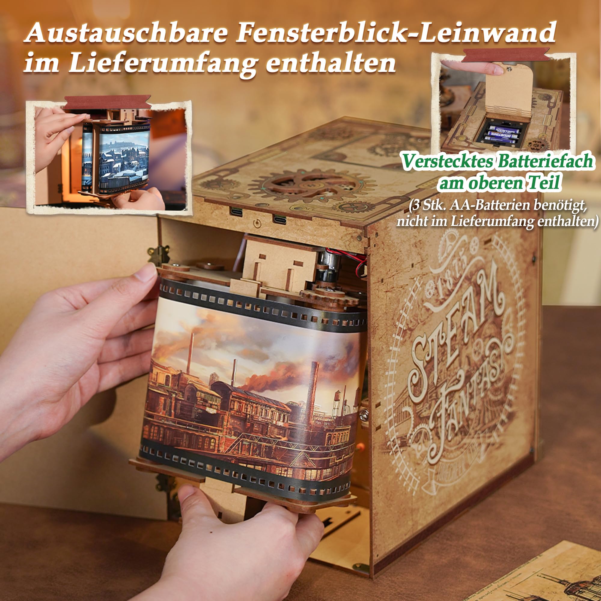 Tonecheer Book Nook Kits，Unendlichkeits-Zugabteil 3D-Puzzle, Buchstützen aus Holz Erwachsene Booknooks DIY Miniaturhaus zur Dekoration von Bibliotheken & Bücherregalen（Dampf-Fantasie）