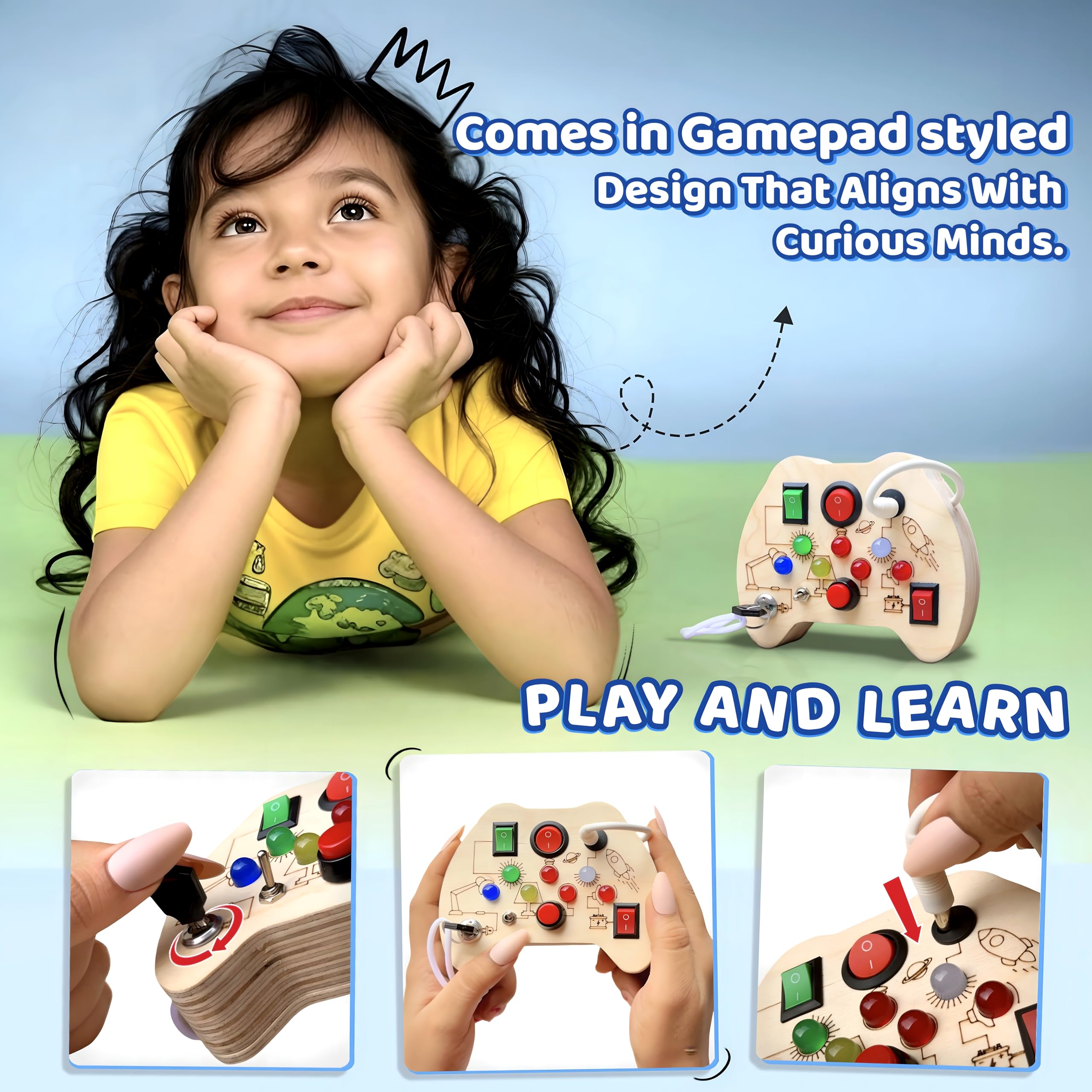 Curio Switch Busy Board - Toddler Learning Toys -3 Curio Switch Busy Board - Toddler Learning Toys -3