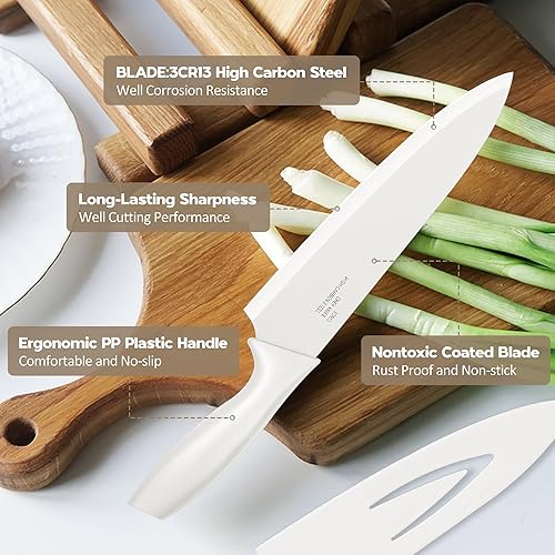 Miniatura 4 de E-far Juego de cuchillos de cocina de 12 piezas, juego de cuchillos de chef de acero inoxidable con 6 protectores de cuchillas, cuchillo de cocina
