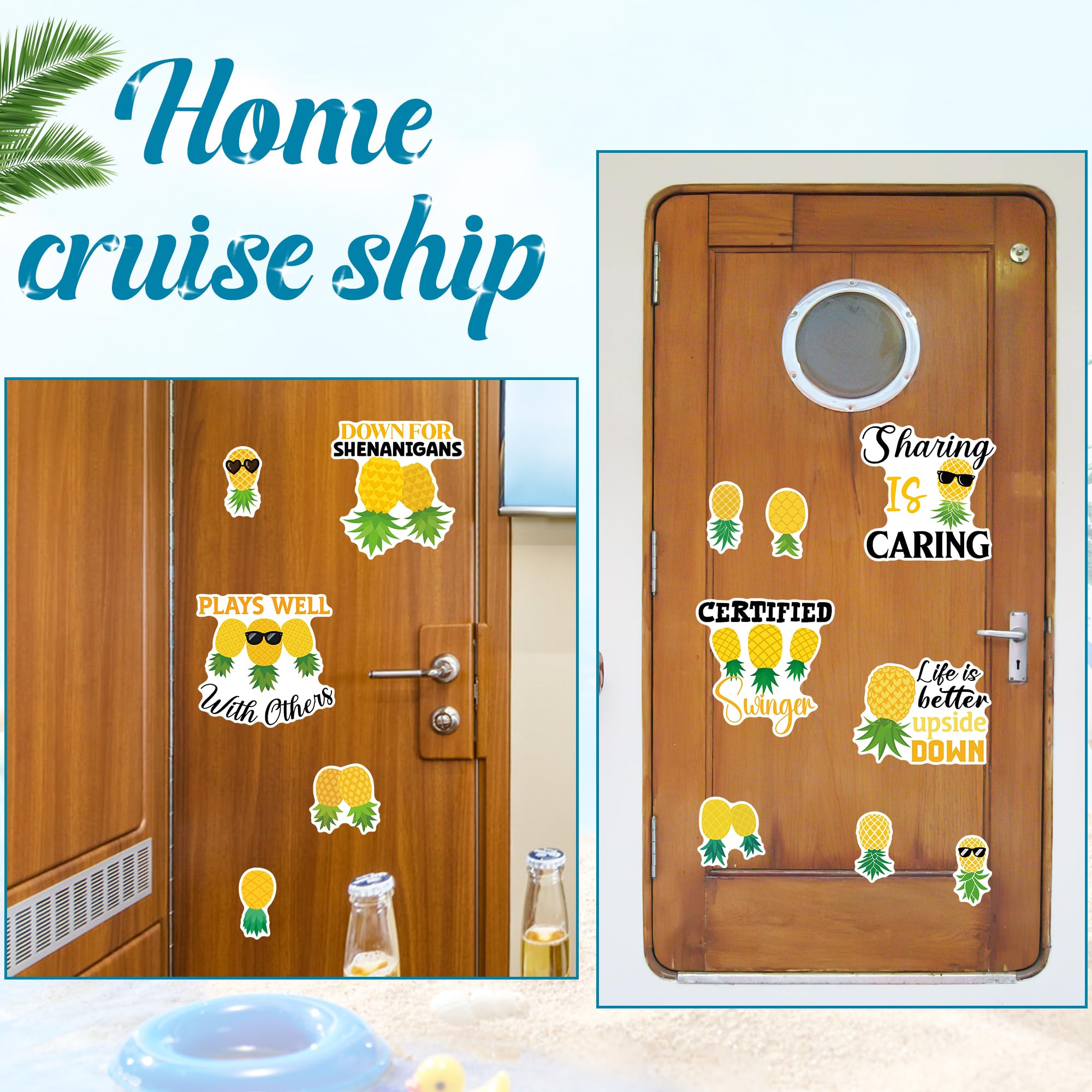 Pineapple Cruise Door Magnets Decorations, 13 Pcs Upside Down Pineapple Cruise Magnets - Image 4