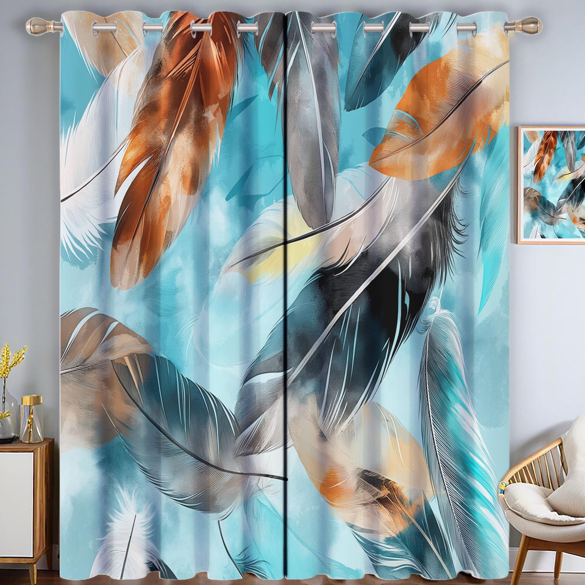 Rideau de salon aquarelle et occultant pour chambre parentale