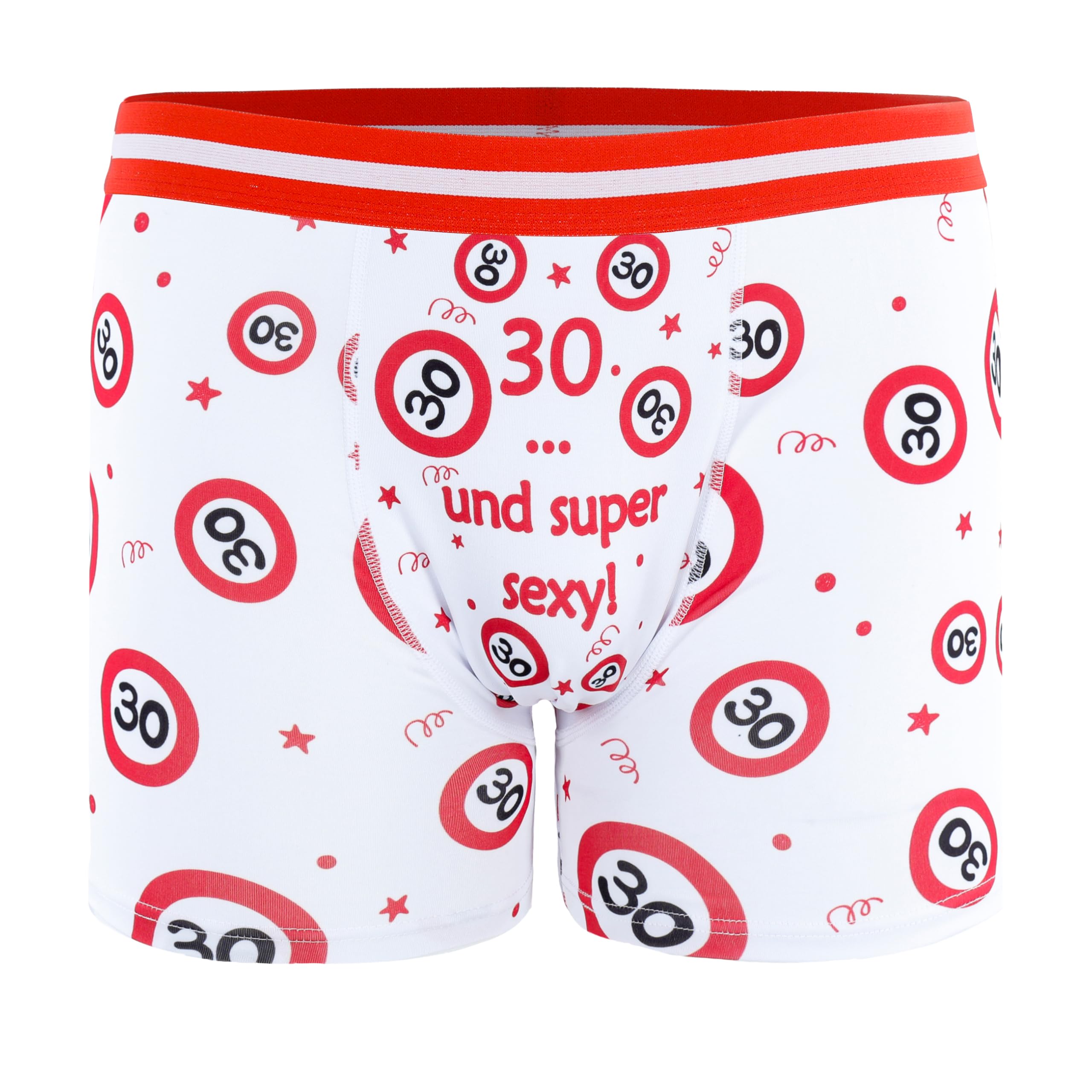 Tiwoca Boxershorts rot-weißes Design mit Verkehrsschildern und Spruch