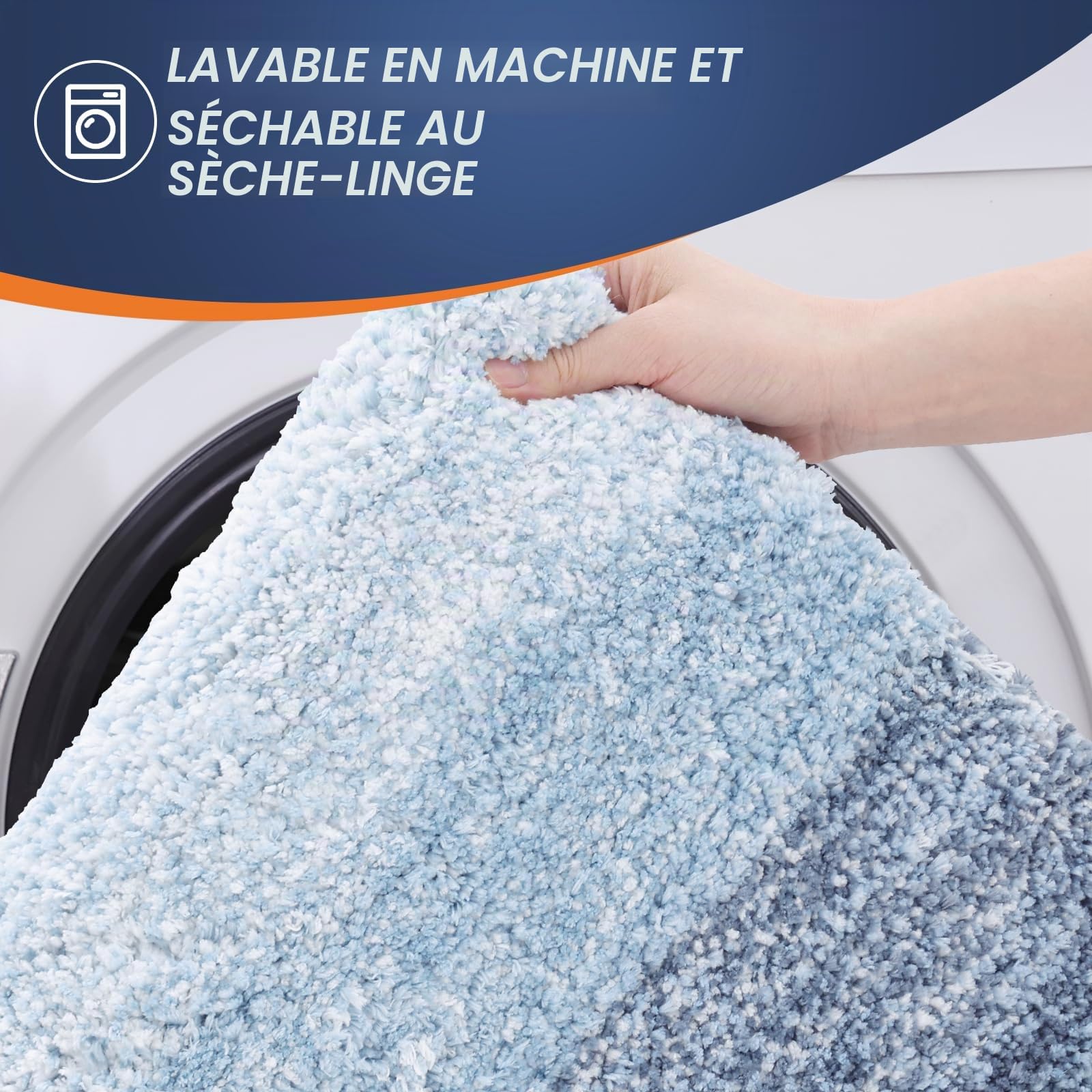 OLANLY Lot de 2 Tapis de Salle de Bain en Microfibre Doux et Absorbant, Tapis de Toilette en Forme de U, antidérapant, Lavage en Machine, Tapis de Bain en Peluche à Poils Longs pour Salle de Bain (61